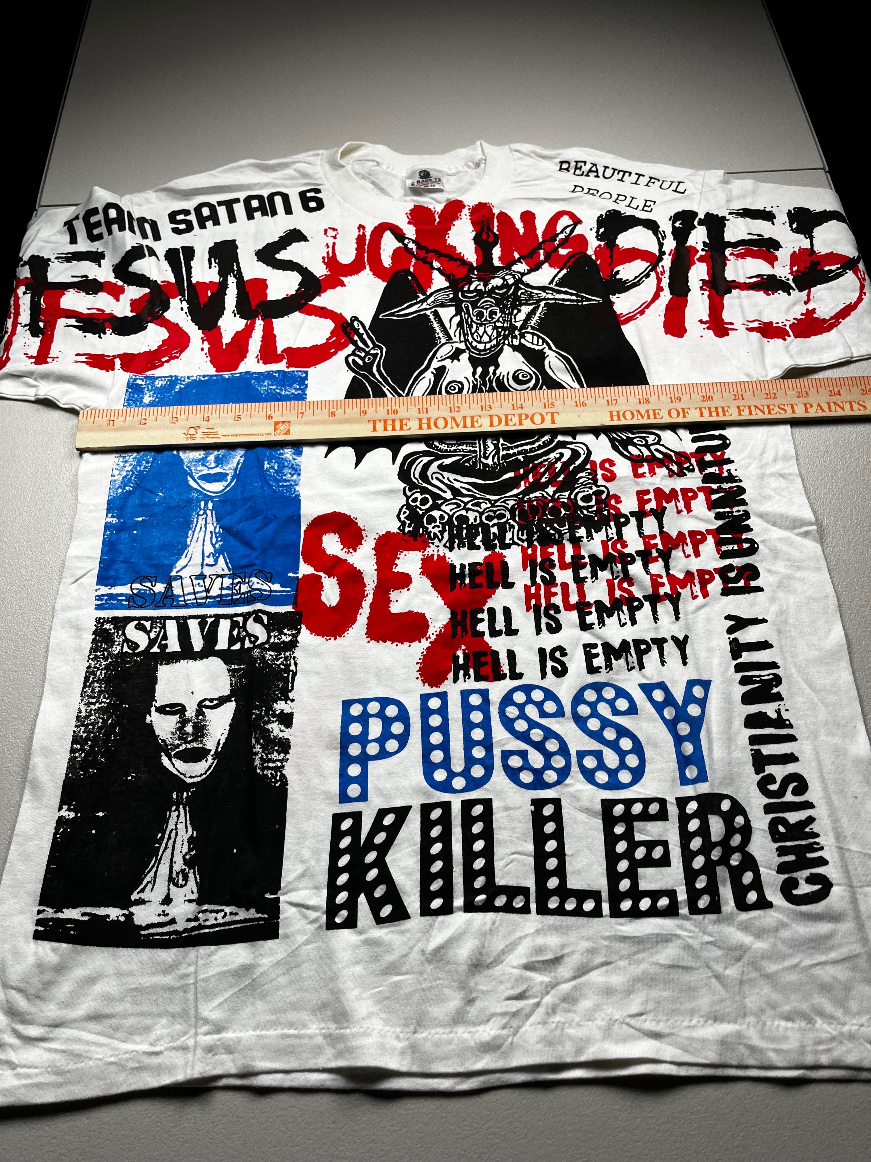 Vintage 1990s Marilyn Manson All Over Print Mosquitohead Style Band T-Shirt