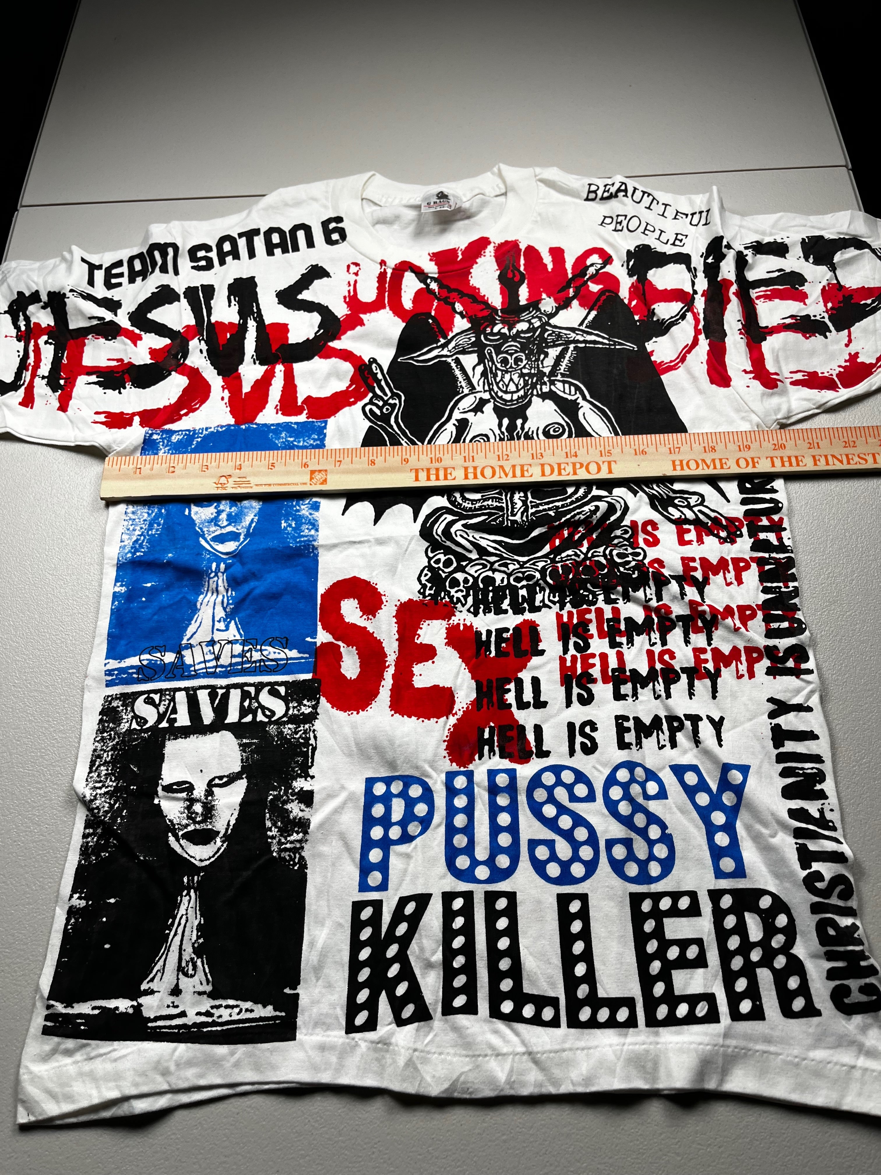 Vintage 1990s Marilyn Manson All Over Print Mosquitohead Style Band T-Shirt