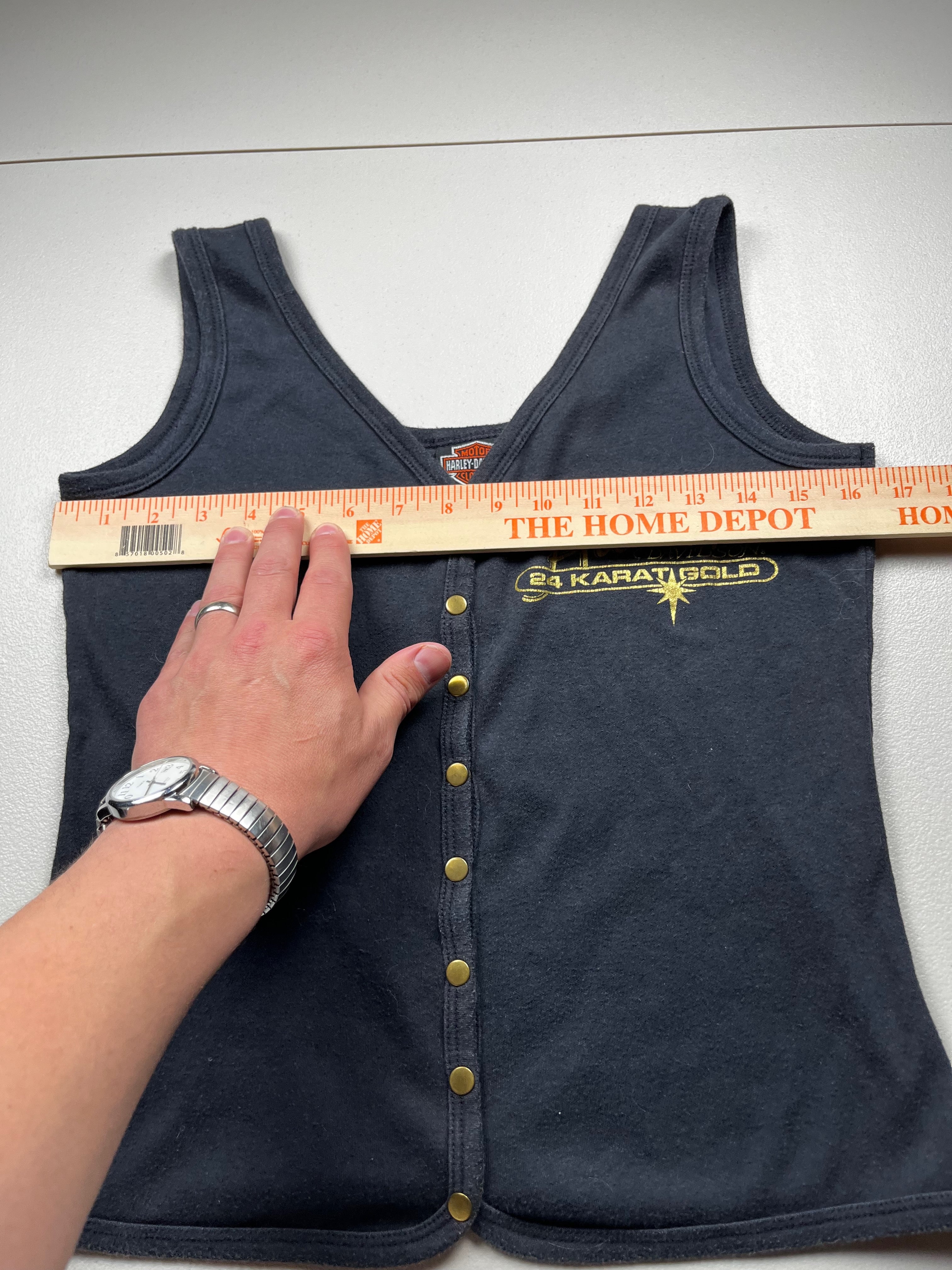 Vintage Harley Davidson 24 Karat Gold Button Up Tank Top