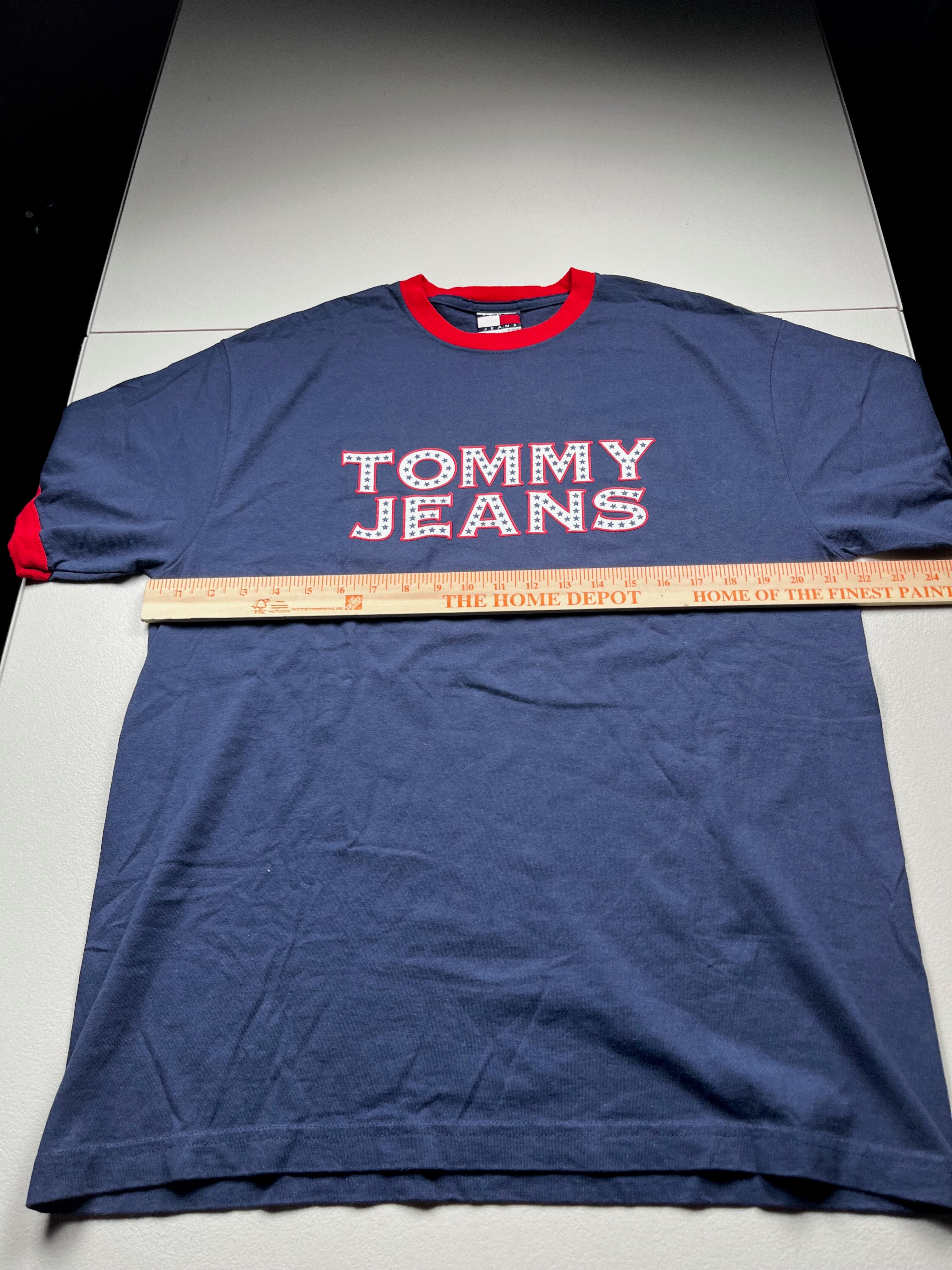 Vintage Tommy Jeans Spellout Ringer T-Shirt Navy
