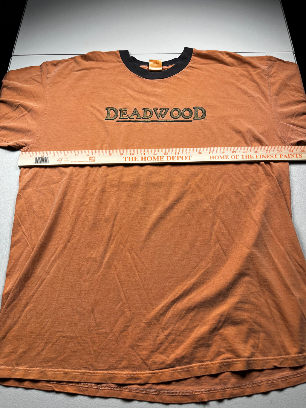 Vintage Deadwood HBO Series Logo Graphic Ringer T-Shirt Orange
