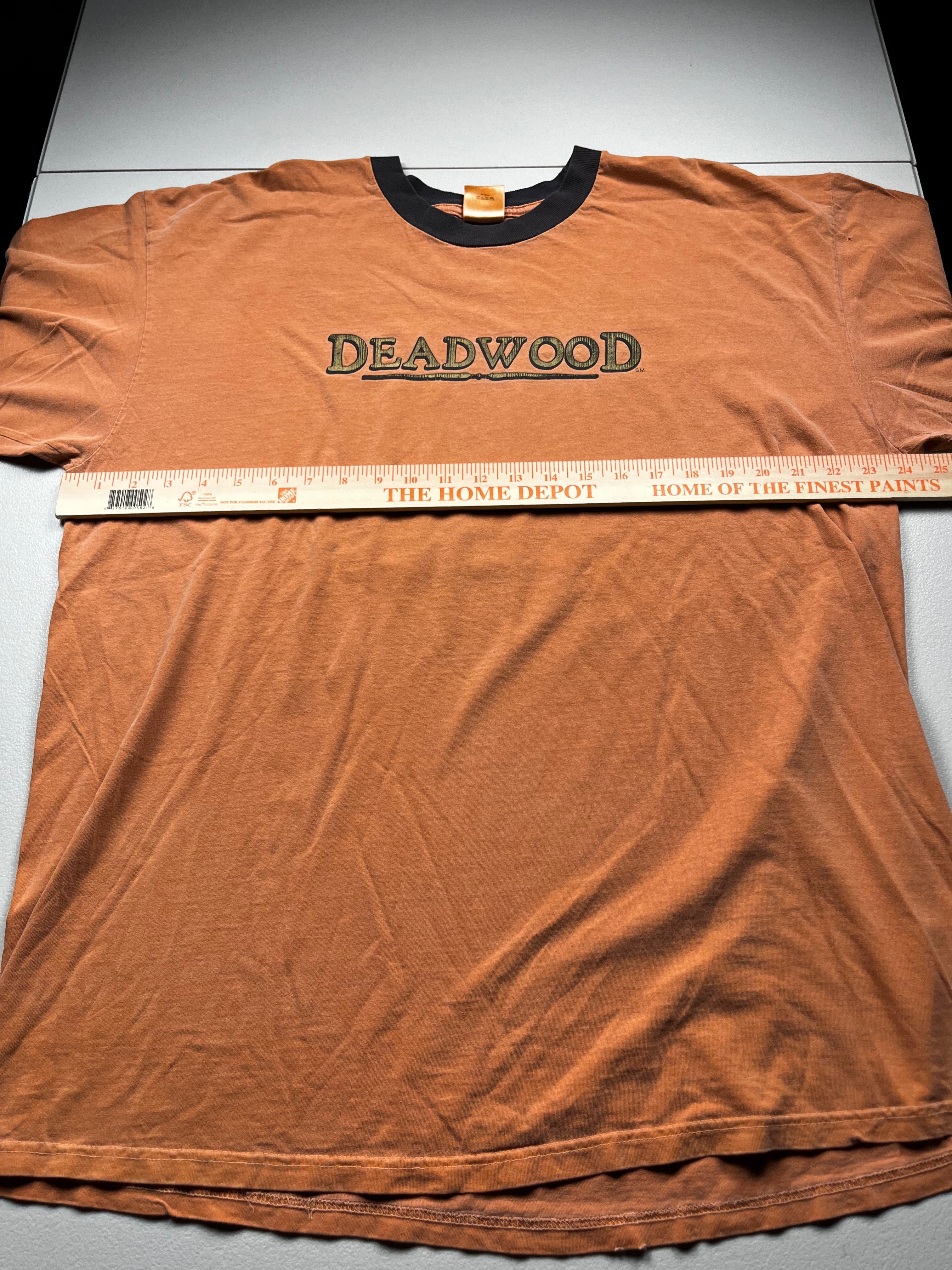 Vintage Deadwood HBO Series Logo Graphic Ringer T-Shirt Orange