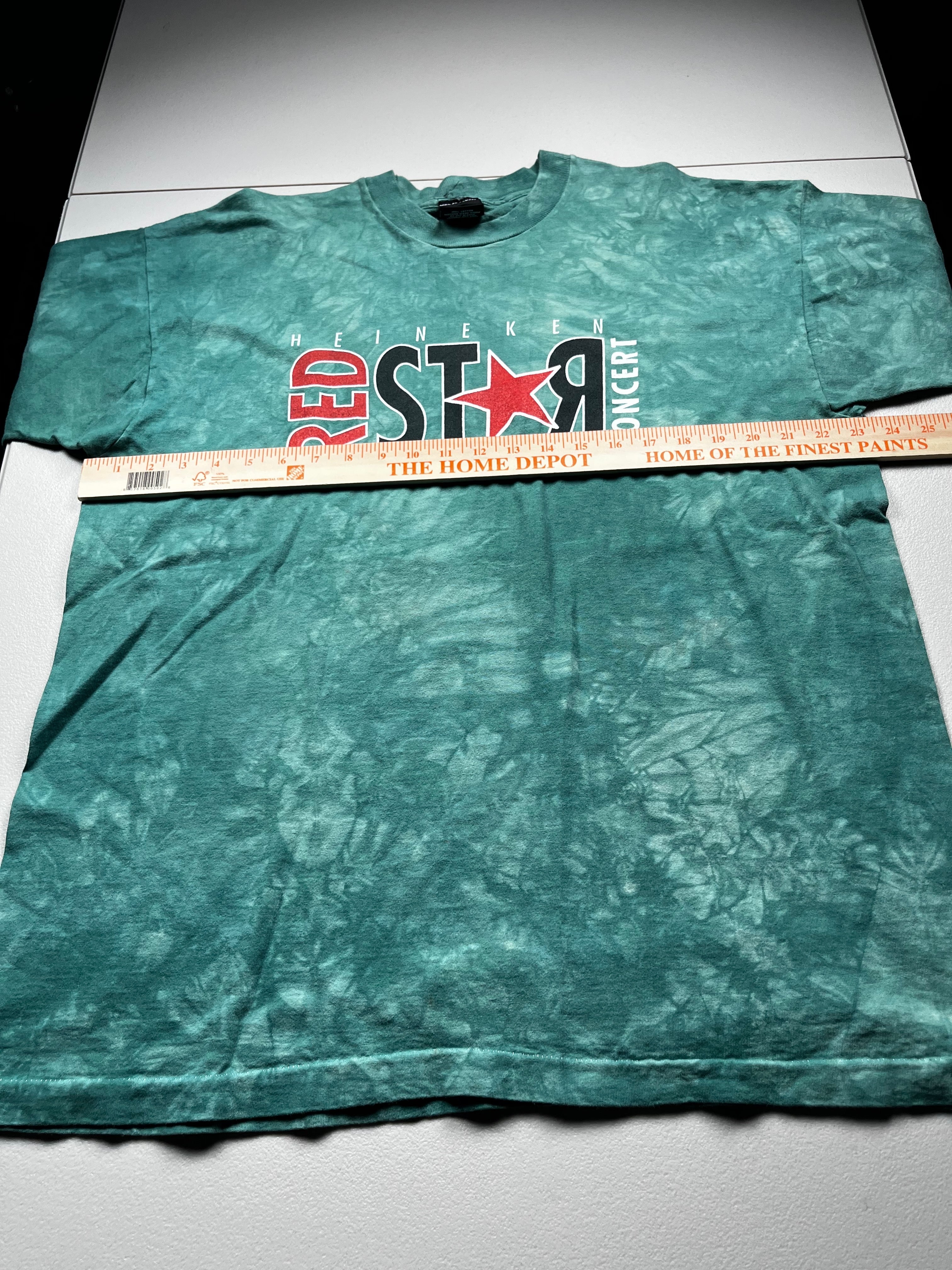 Vintage Heineken Red Star Concert Graphic T-Shirt Green Tie Dye