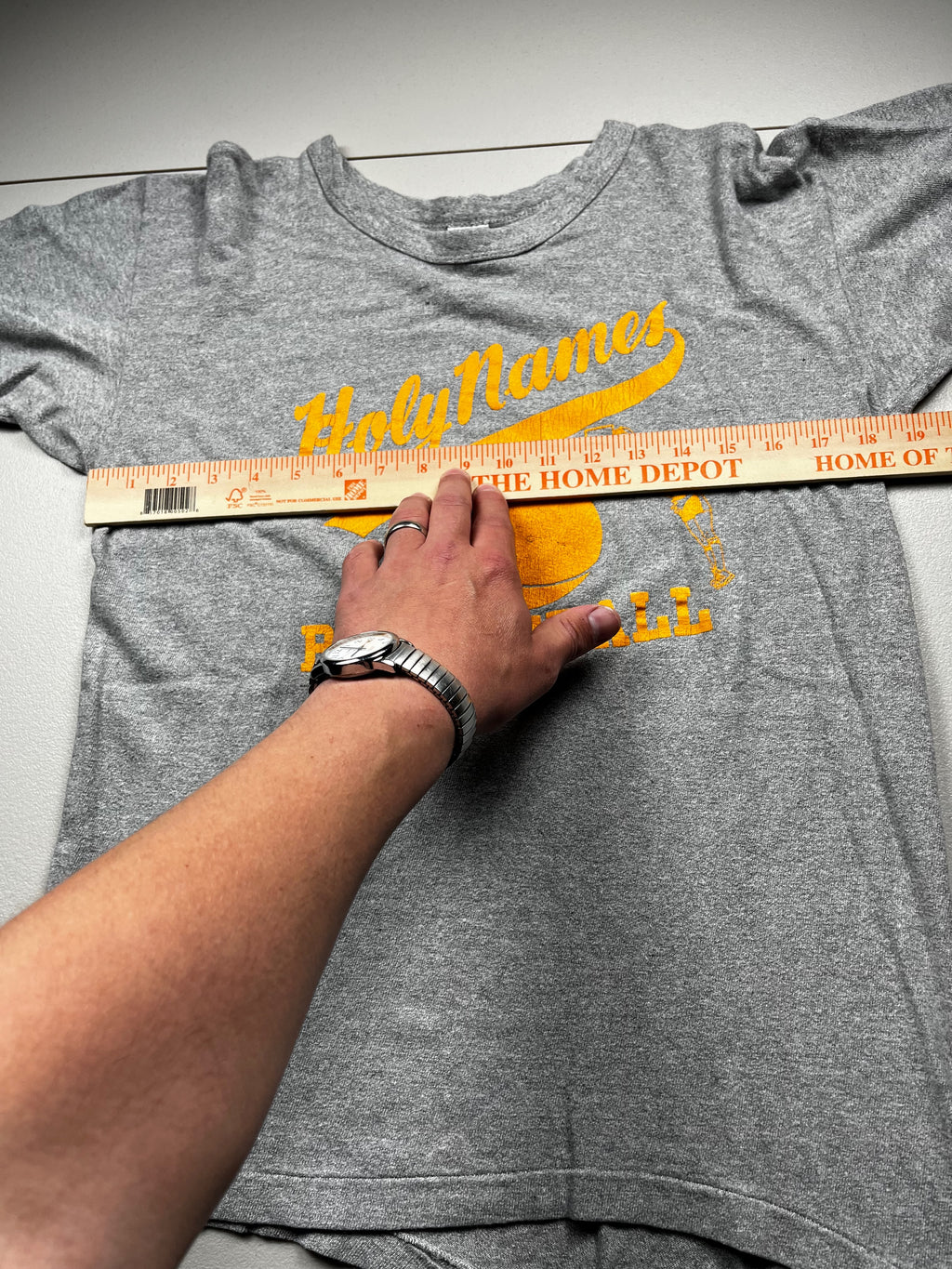 Vintage Holy Names Basketball Team Graphic T-Shirt Grey