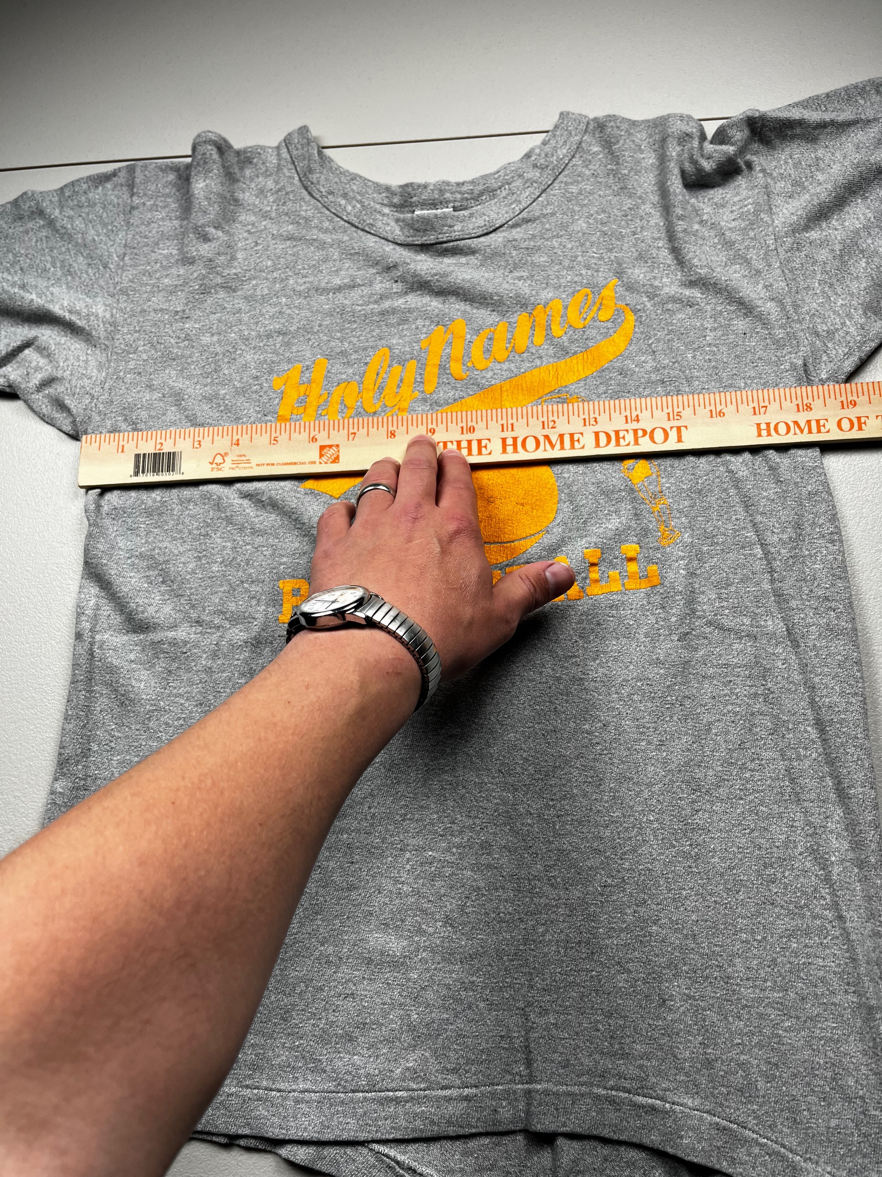 Vintage Holy Names Basketball Team Graphic T-Shirt Grey