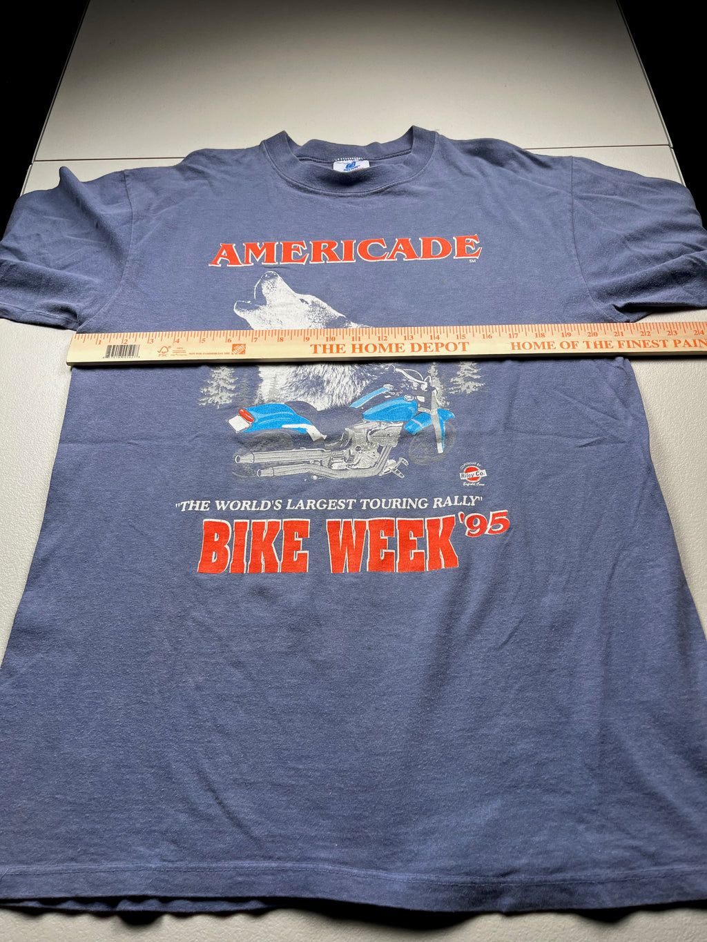 Vintage 1995 Americade Bike Week Motorcycle Graphic T-Shirt