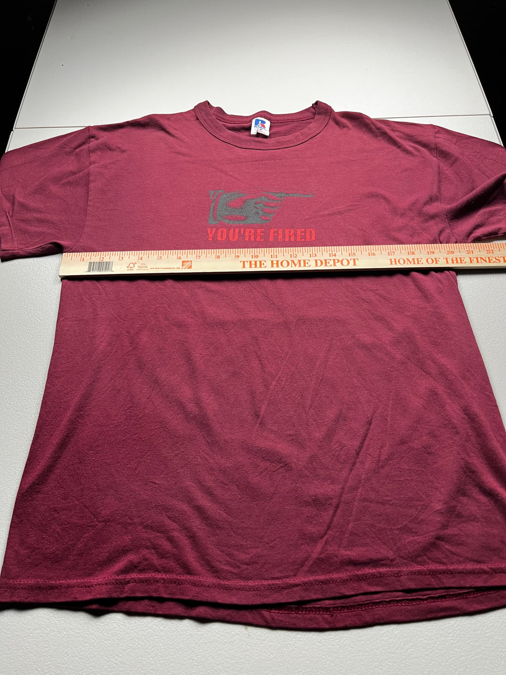 Vintage Russell Athletic You're Fired Graphic T-Shirt Maroon