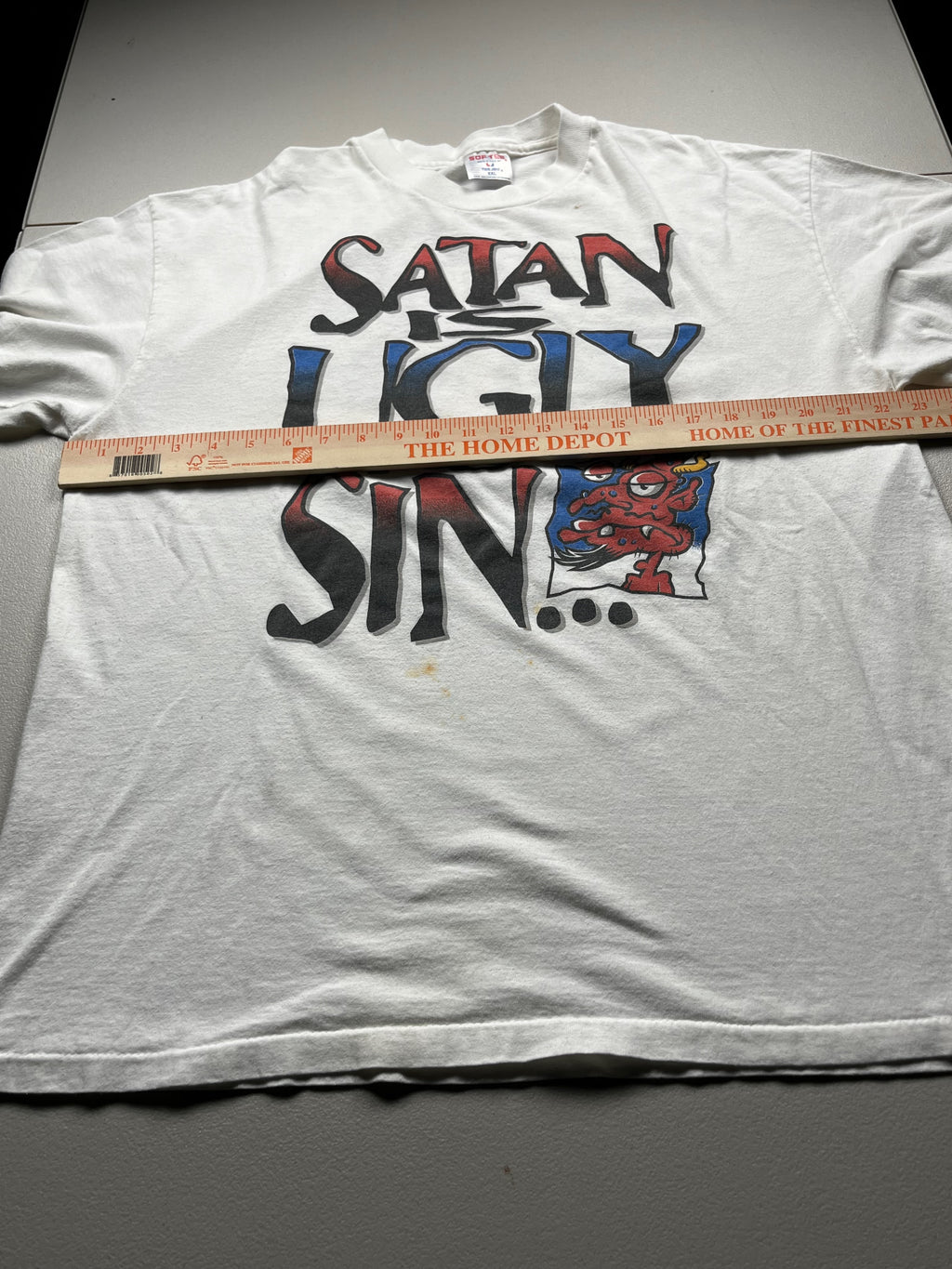 Vintage Satan Is Ugly As Sin Religious Graphic T-Shirt