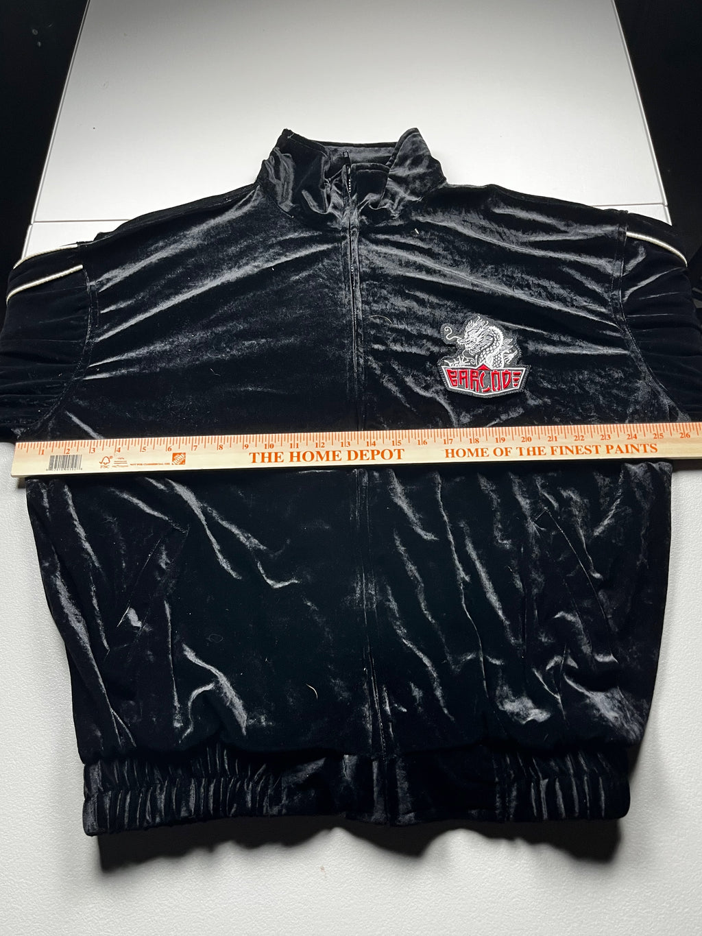 Vintage Russia Barcode Dragon Velour Track Jacket Black