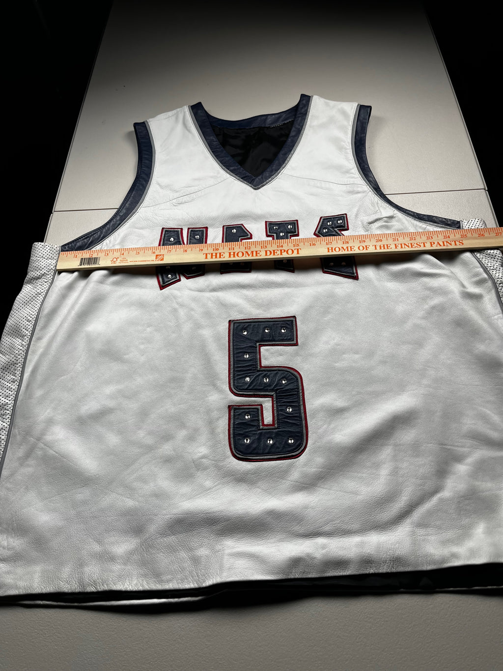 Vintage New Jersey Nets Jason Kidd Faux Leather Basketball Jersey