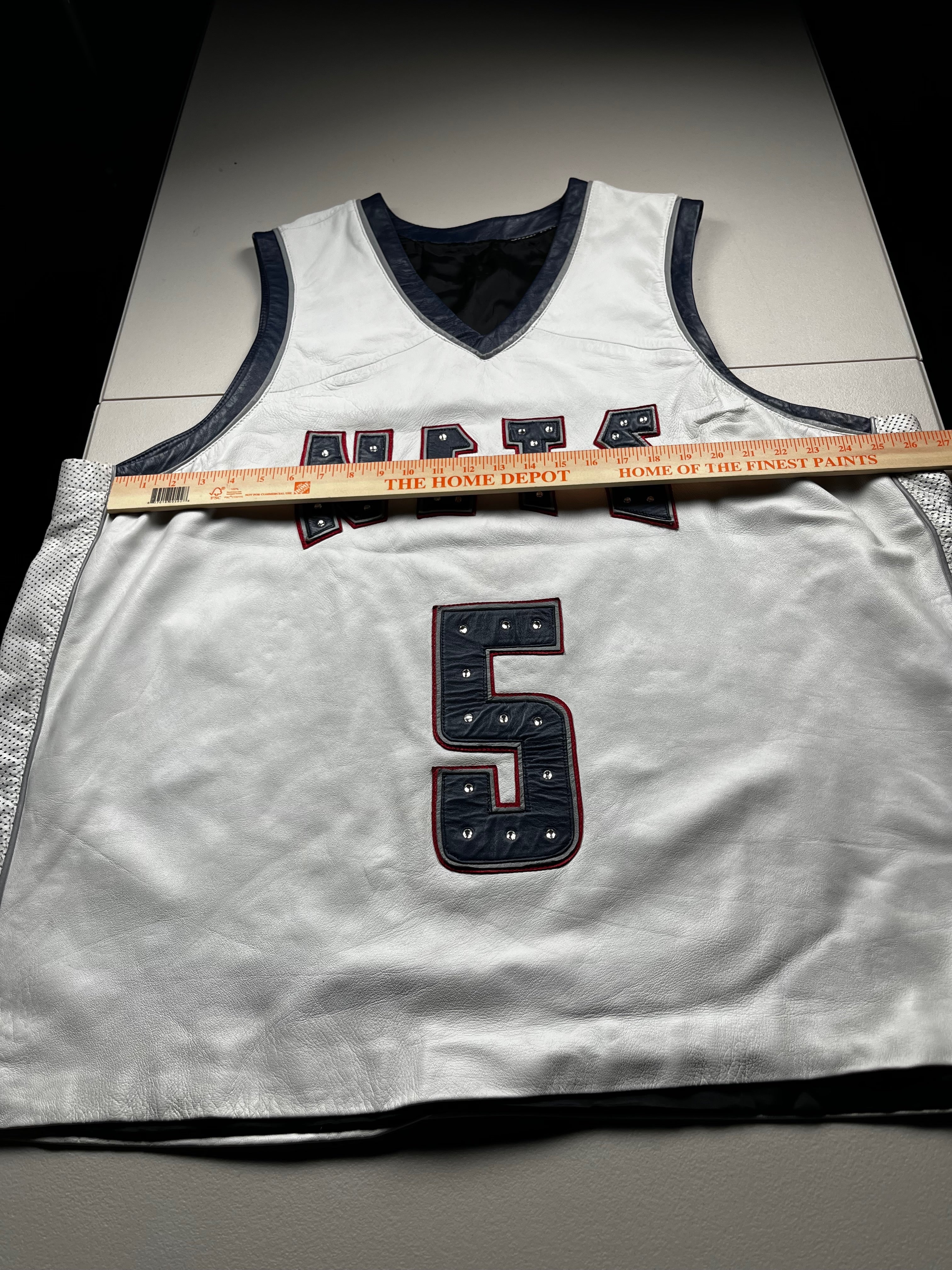 Vintage New Jersey Nets Jason Kidd Faux Leather Basketball Jersey