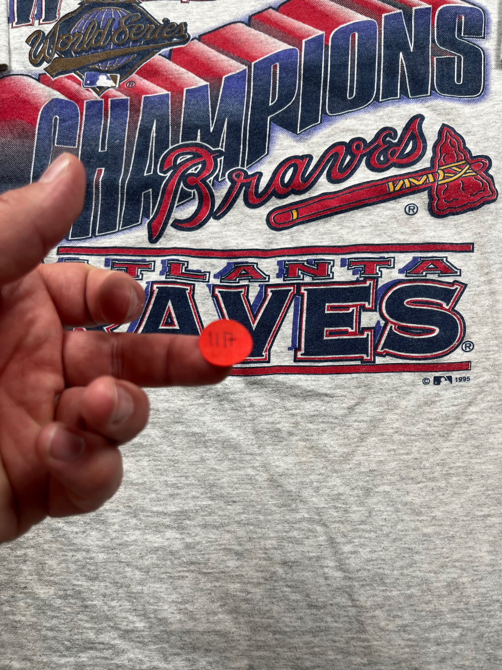 Vintage Grey Atlanta Braves 1995 World Series Champions Tee