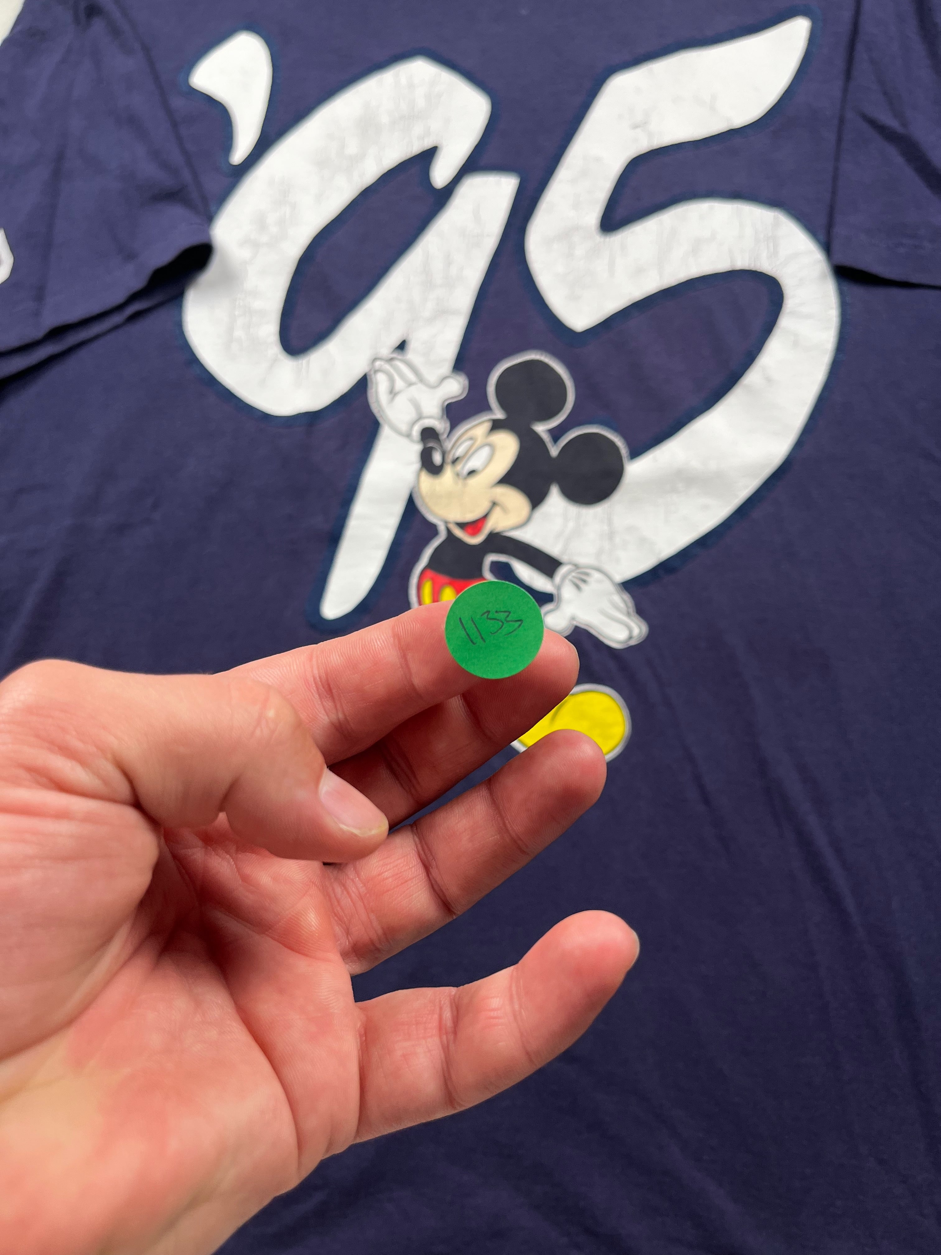 Vintage Disney Mickey Mouse 95 Graphic T-Shirt Navy Blue Tee
