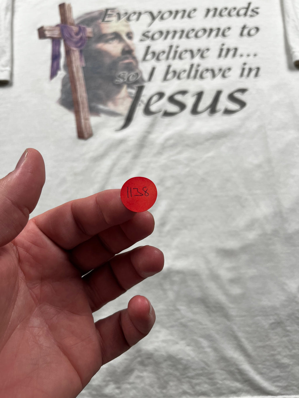 Vintage Jesus Graphic T-Shirt White Religious Faith Quote Tee