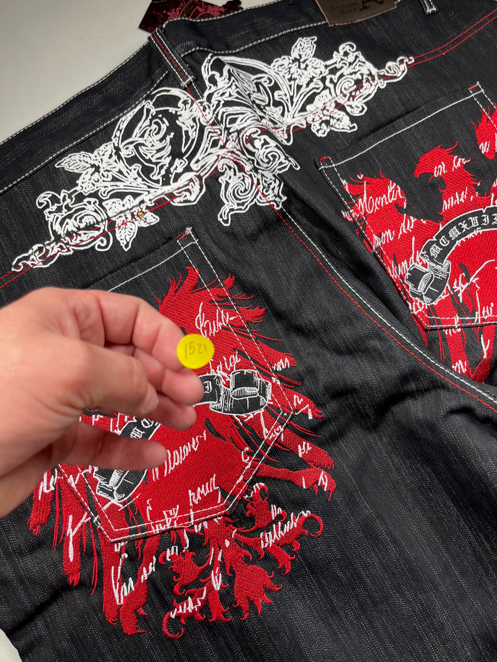 Vintage Y2K Embroidered Baggy Jeans Black