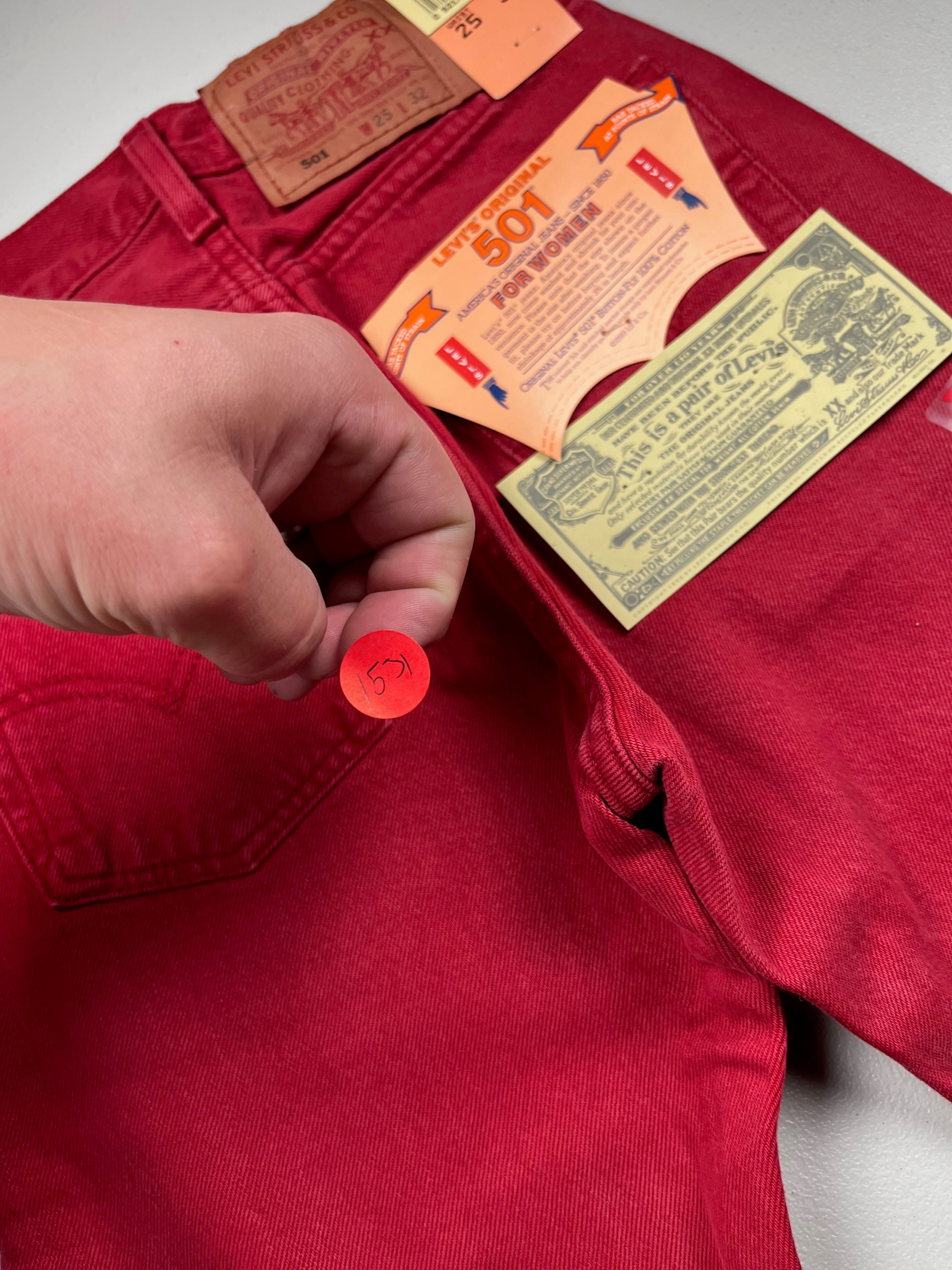 Deadstock Vintage Red Levi's 501 Jeans