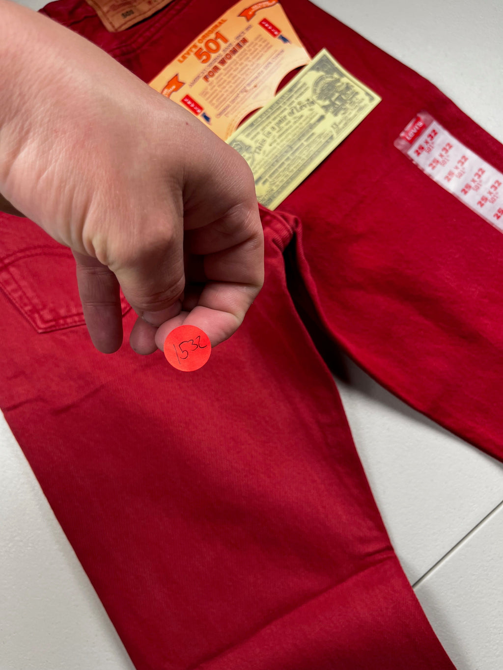 Deadstock Vintage Red Levi's 501 Jeans