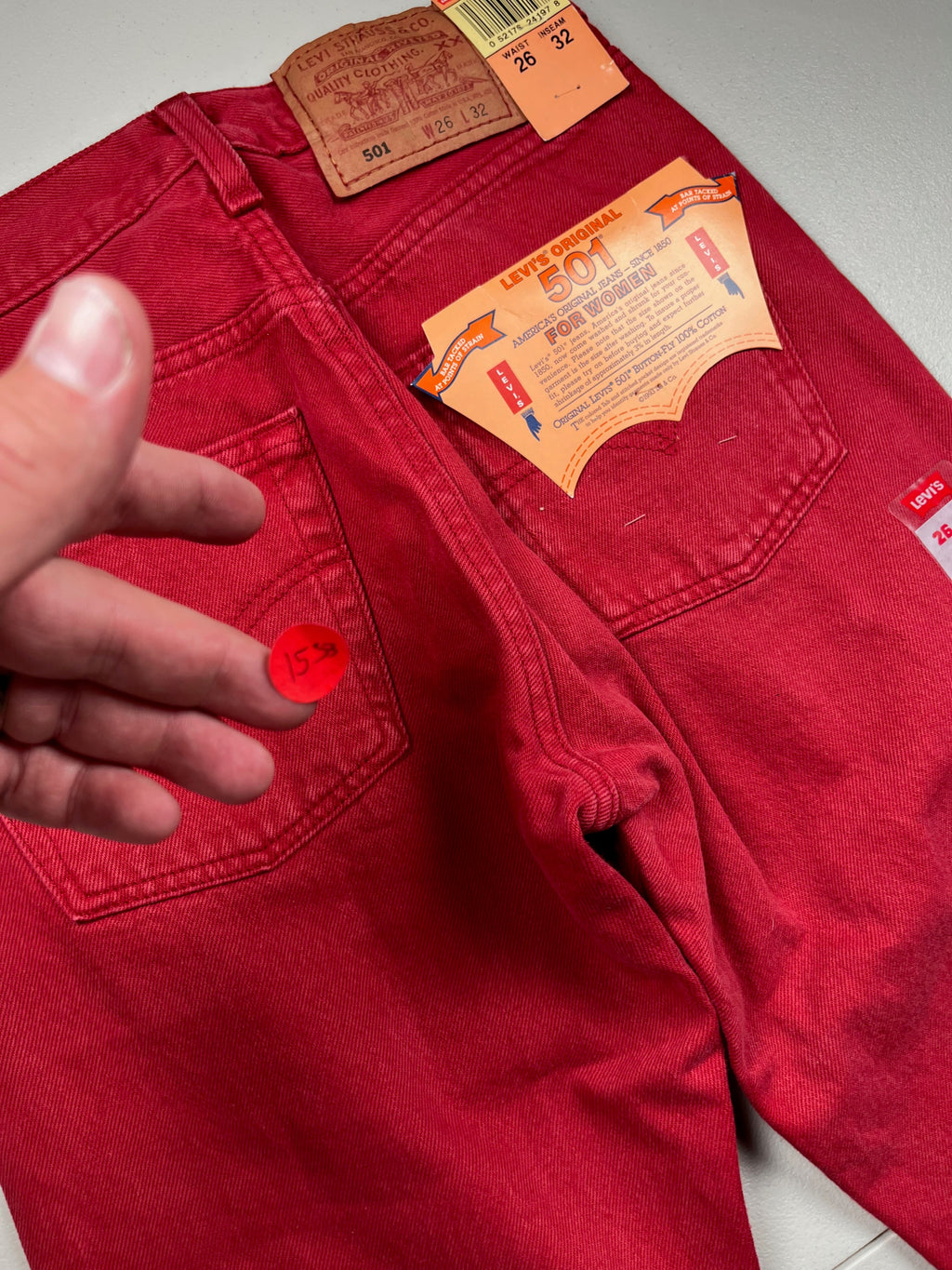 Deadstock Vintage Red Levi's 501 Jeans
