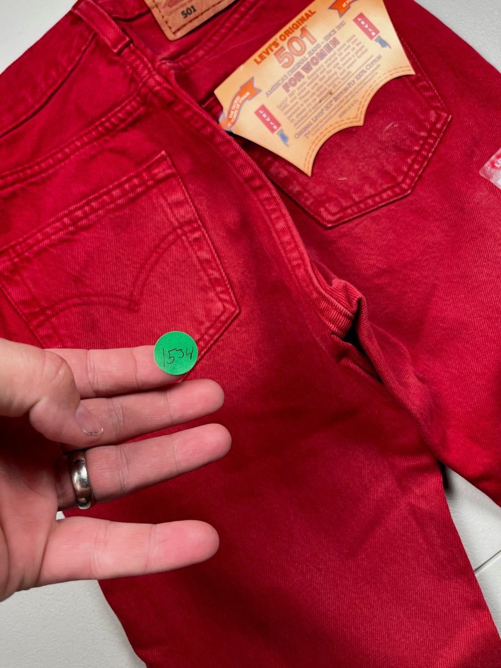 Deadstock Vintage Red Levi's 501 Jeans