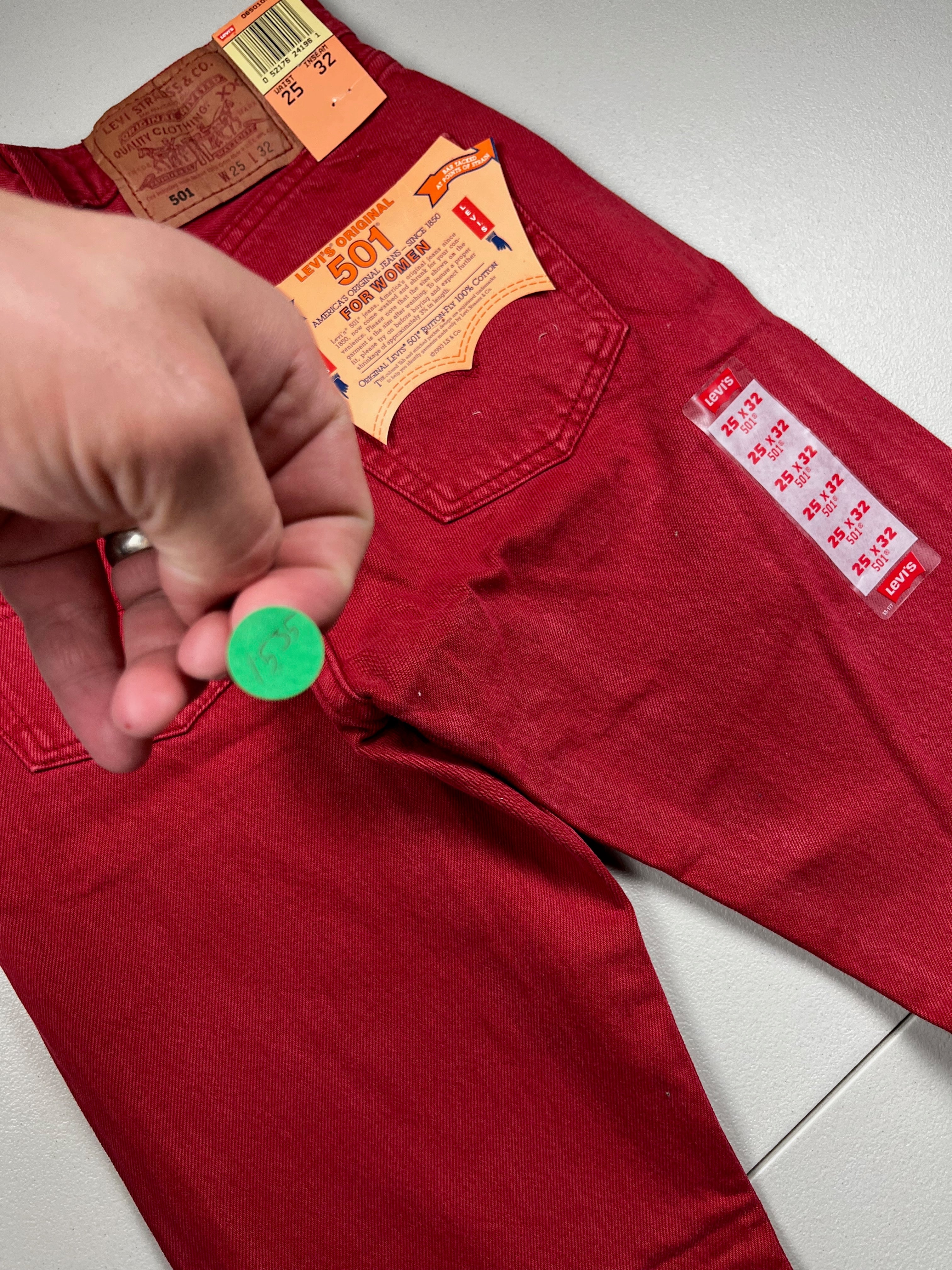 Deadstock Vintage Red Levi's 501 Jeans