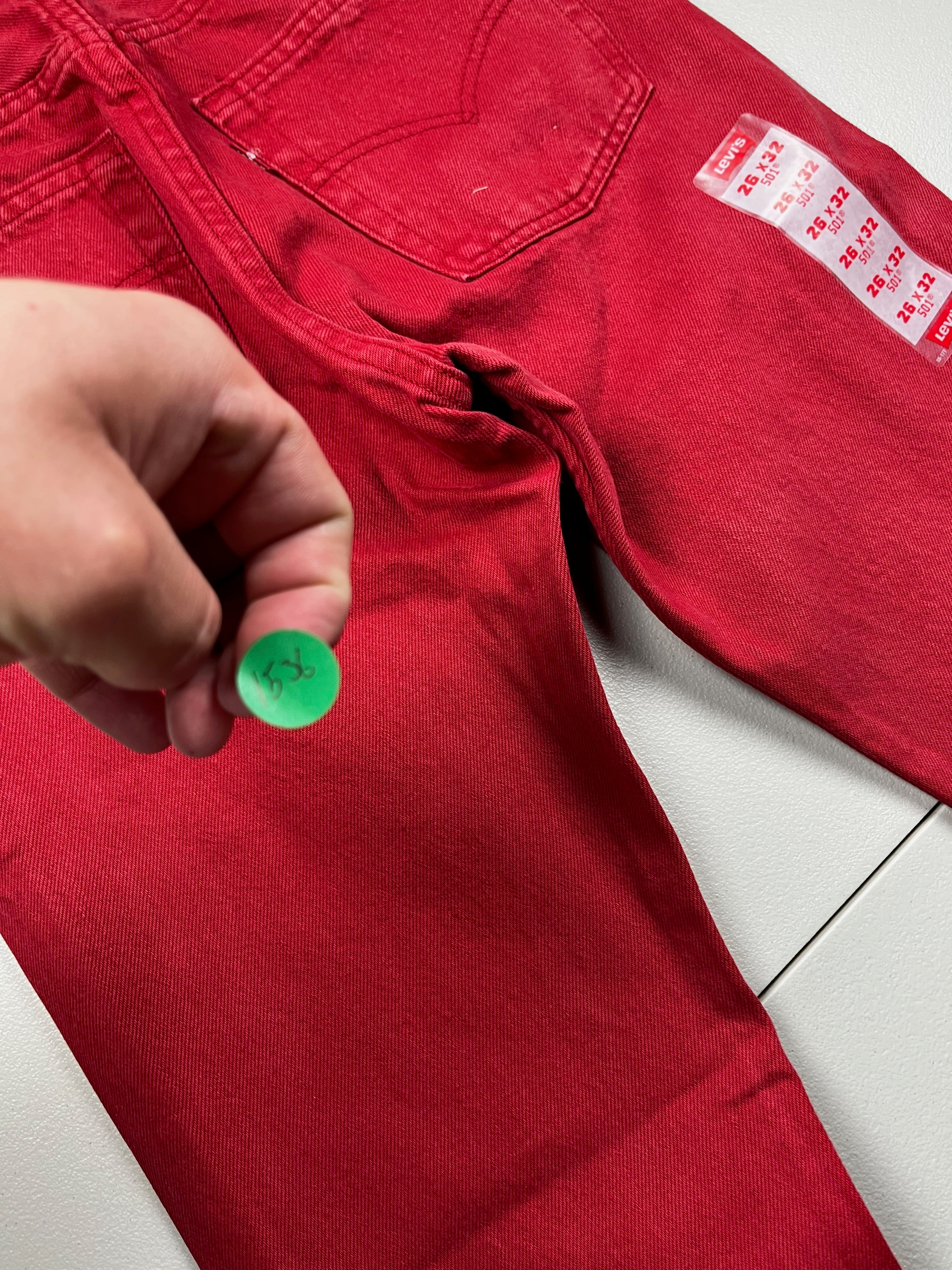 Deadstock Vintage Red Levi's 501 Jeans