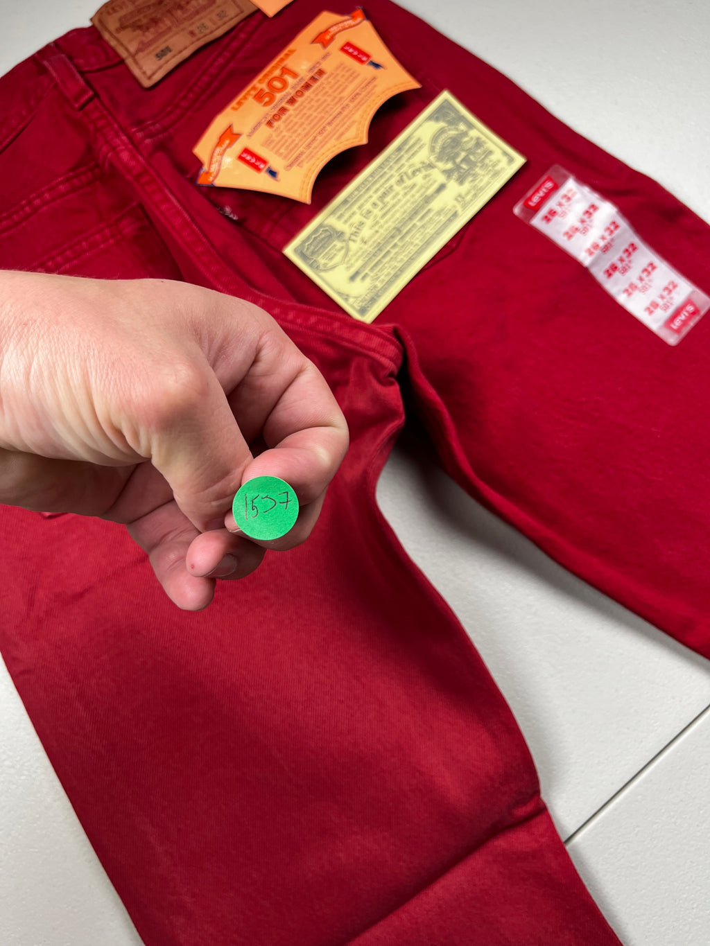 Deadstock Vintage Red Levi's 501 Jeans