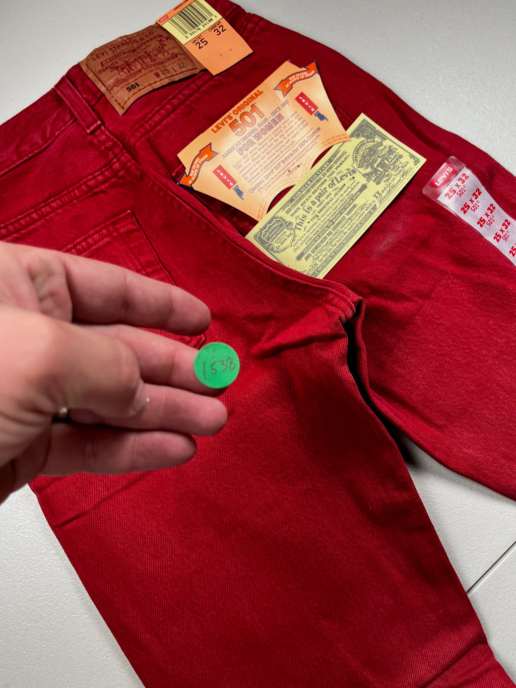 Deadstock Vintage Red Levi's 501 Jeans