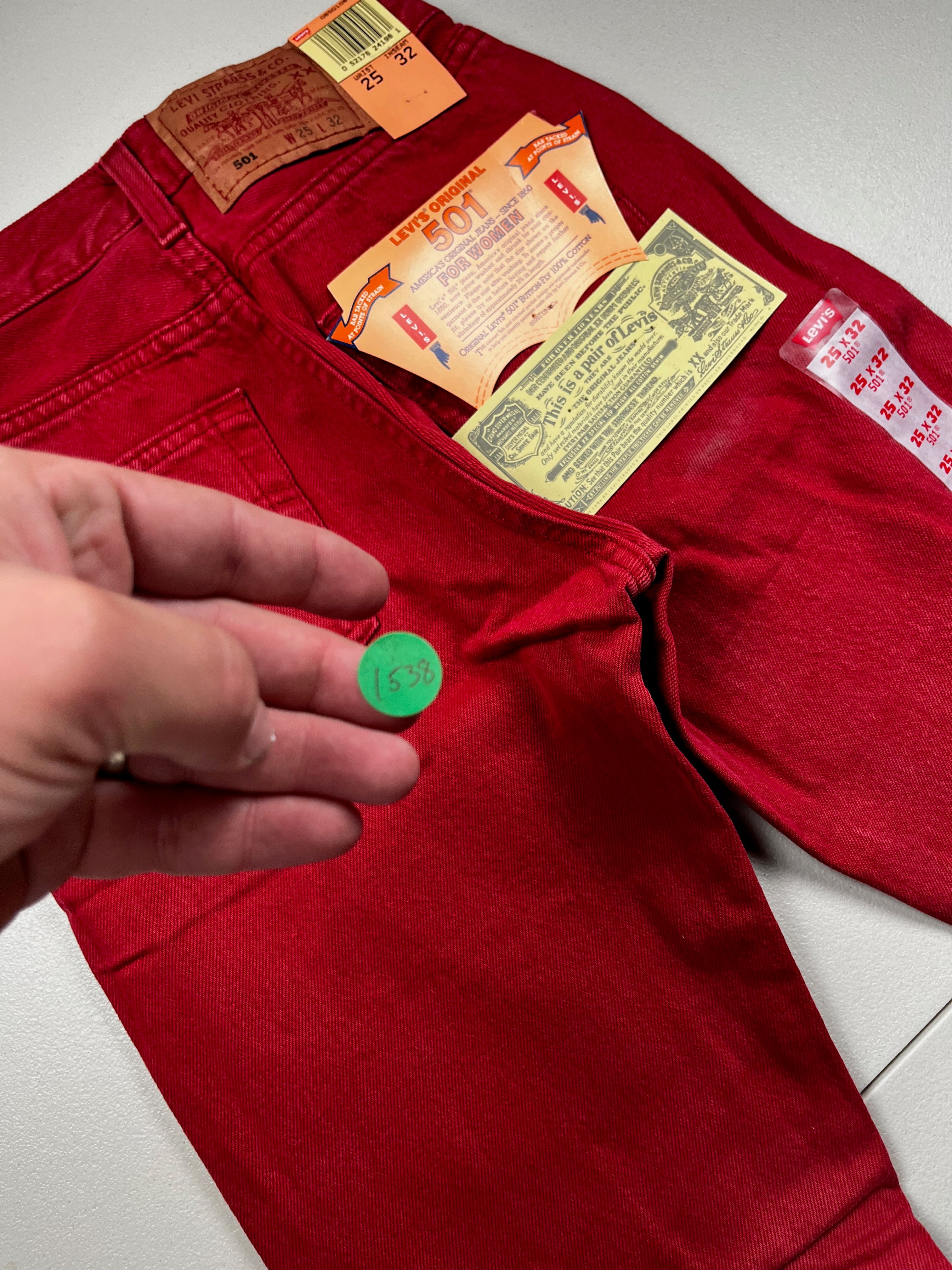 Deadstock Vintage Red Levi's 501 Jeans