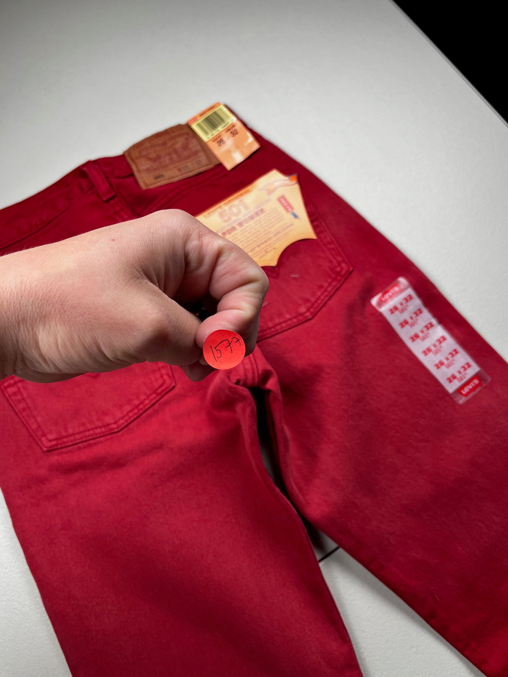 Deadstock Vintage Red Levi's 501 Jeans