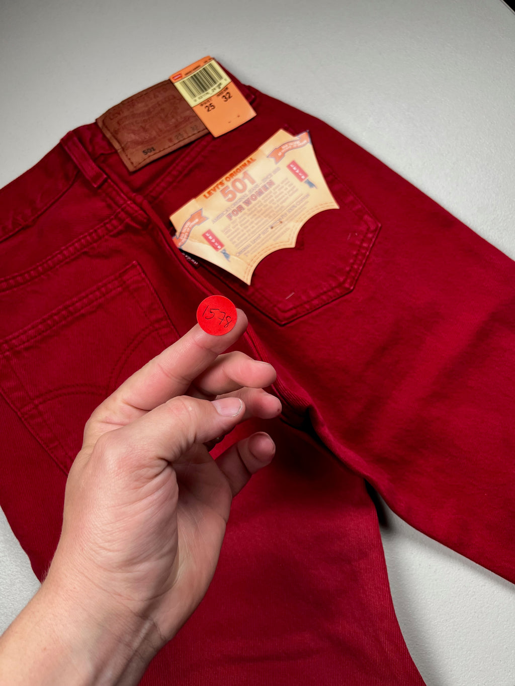 Deadstock Vintage Red Levi's 501 Jeans