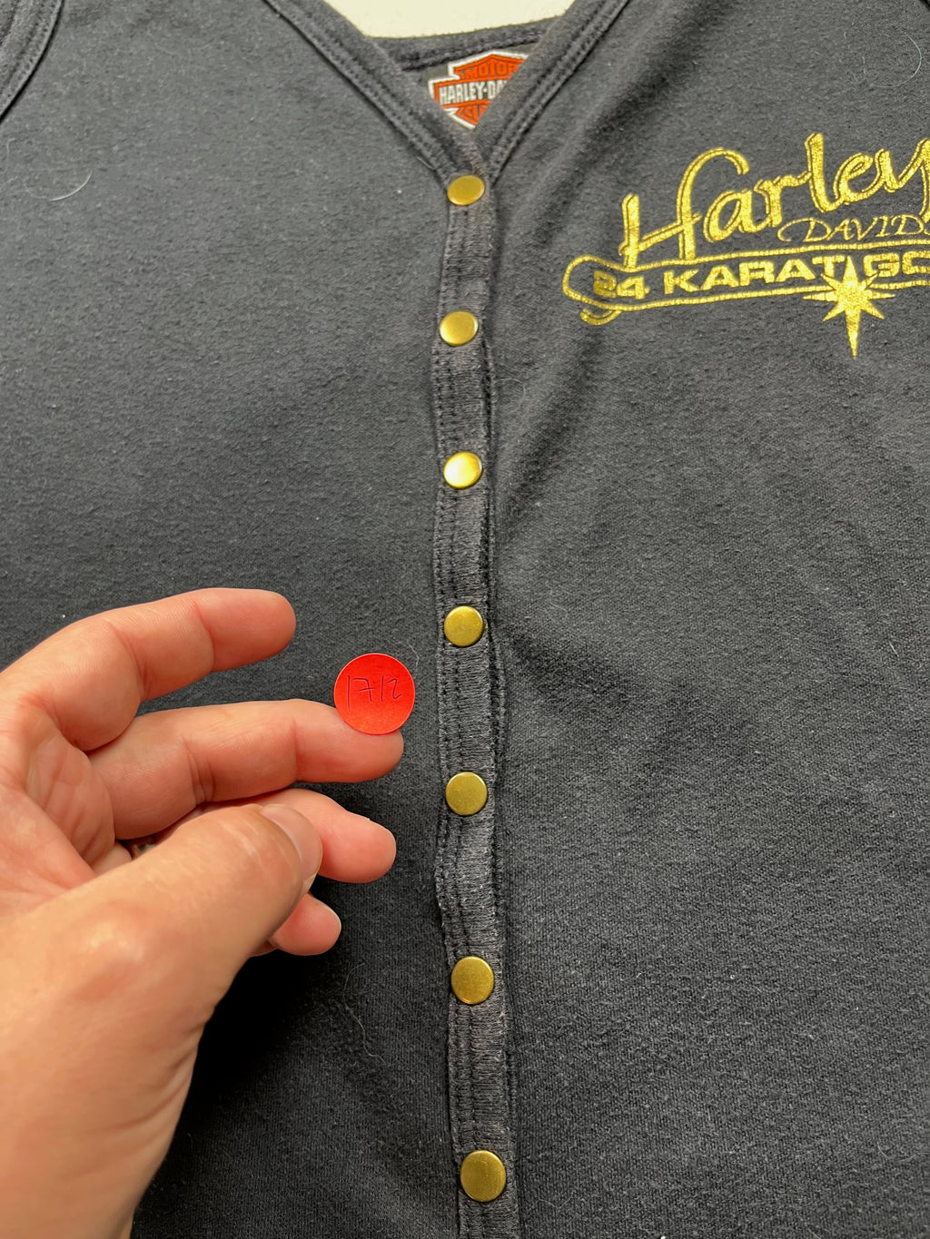 Vintage Harley Davidson 24 Karat Gold Button Up Tank Top