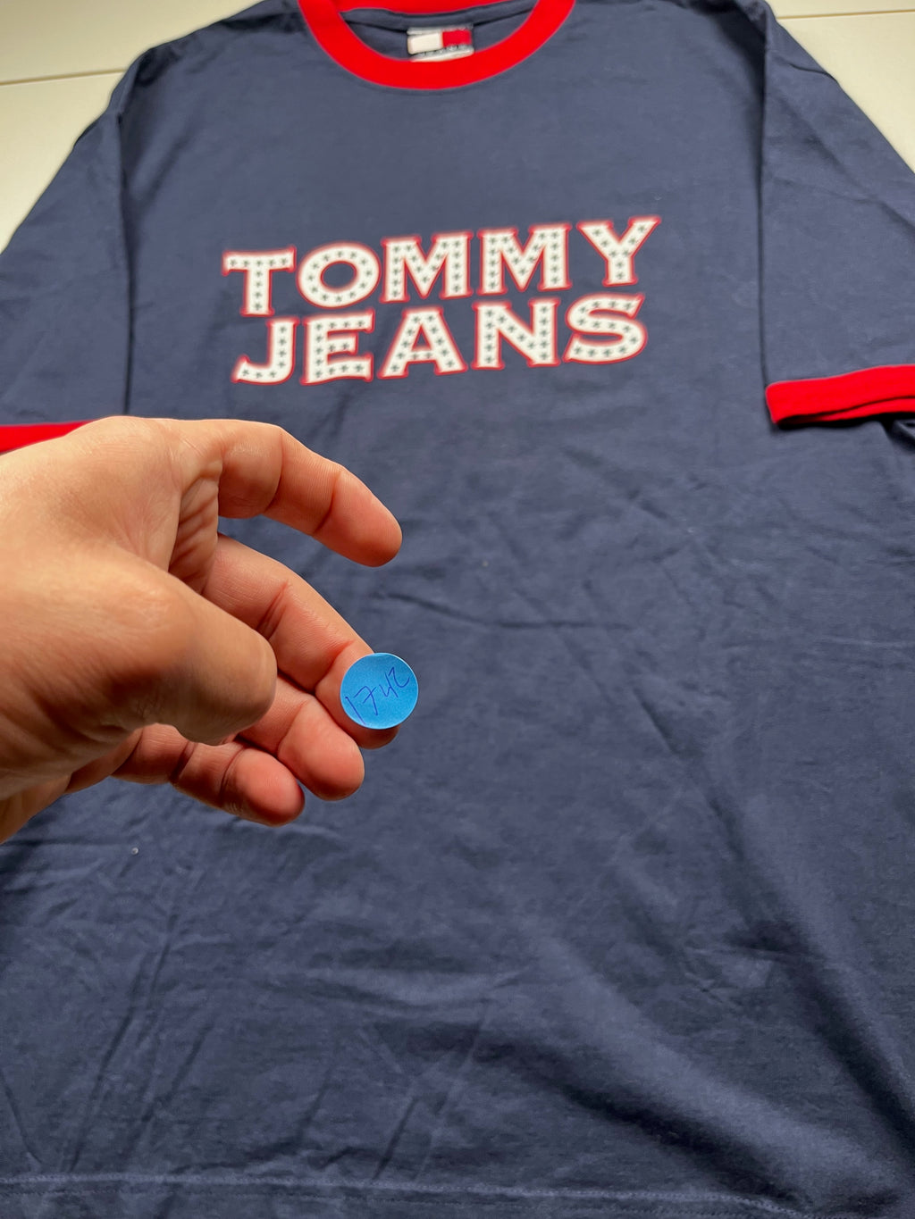 Vintage Tommy Jeans Spellout Ringer T-Shirt Navy