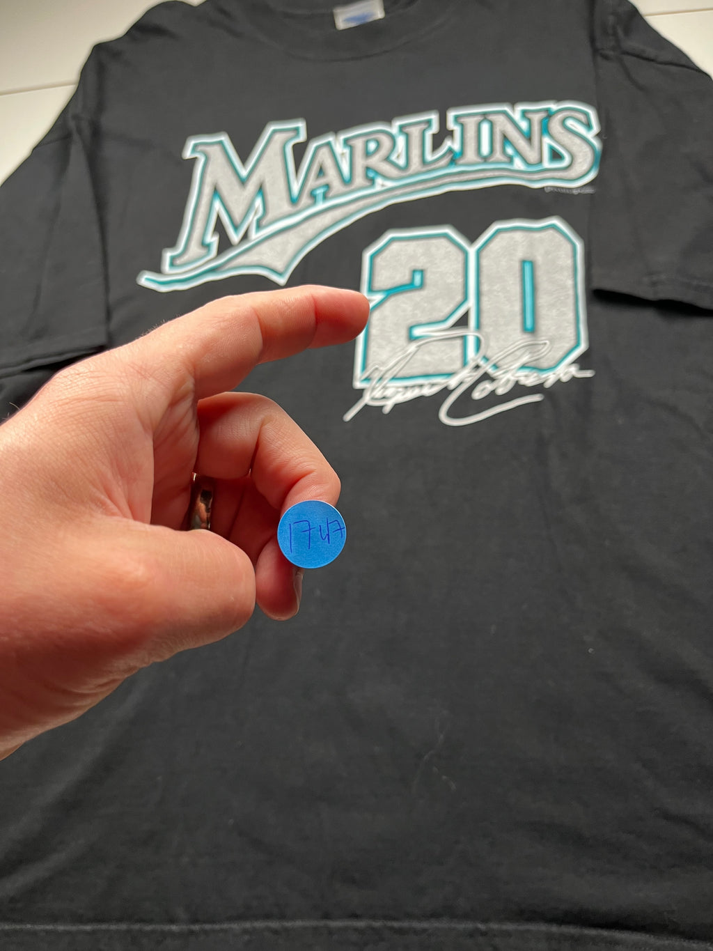 Vintage Florida Marlins Miguel Cabrera #20 T-Shirt Black