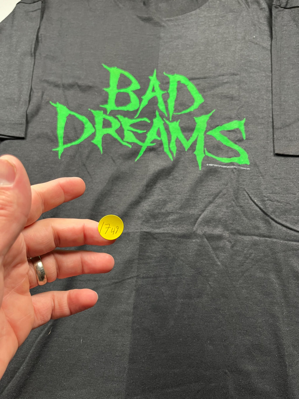 Vintage Fruit of the Loom Bad Dreams Graphic T-Shirt Charcoal