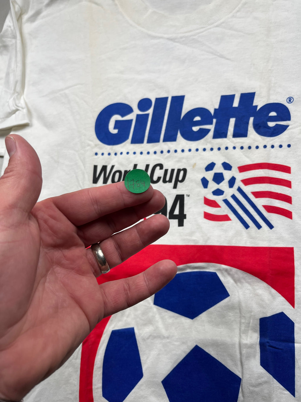 Vintage Gillette World Cup USA 1994 Soccer Graphic T-Shirt White