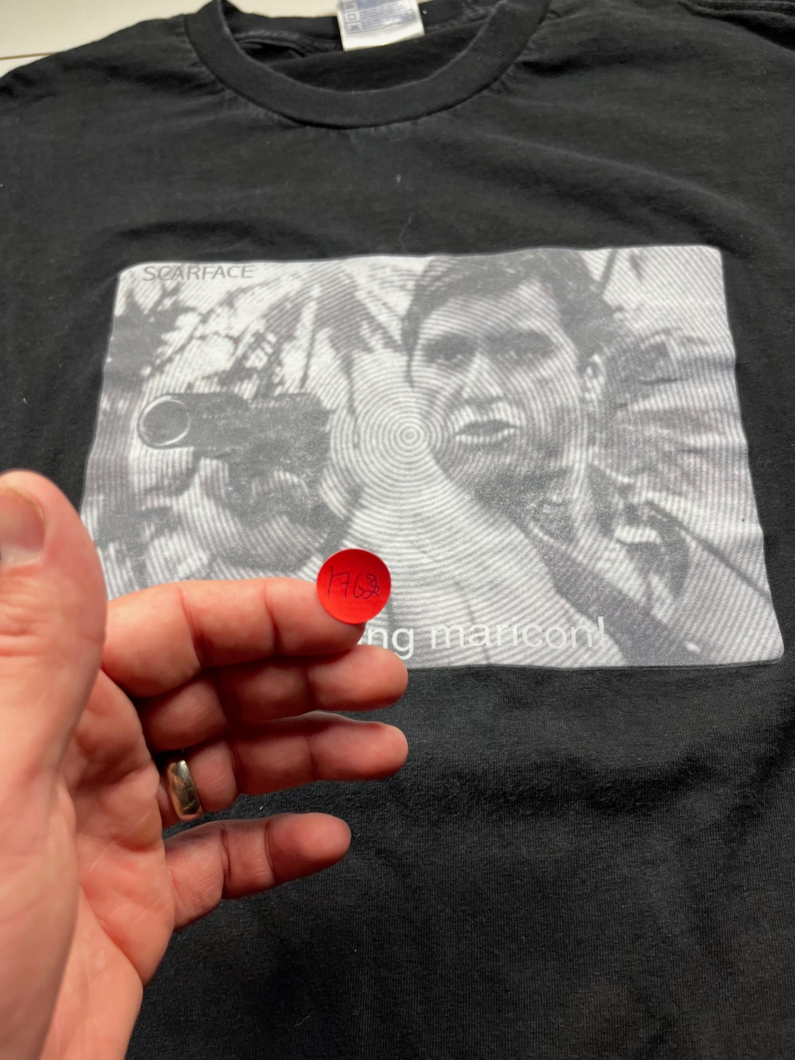 Modern Scarface Tony Montana Movie Scene Halftone Graphic T-Shirt Black