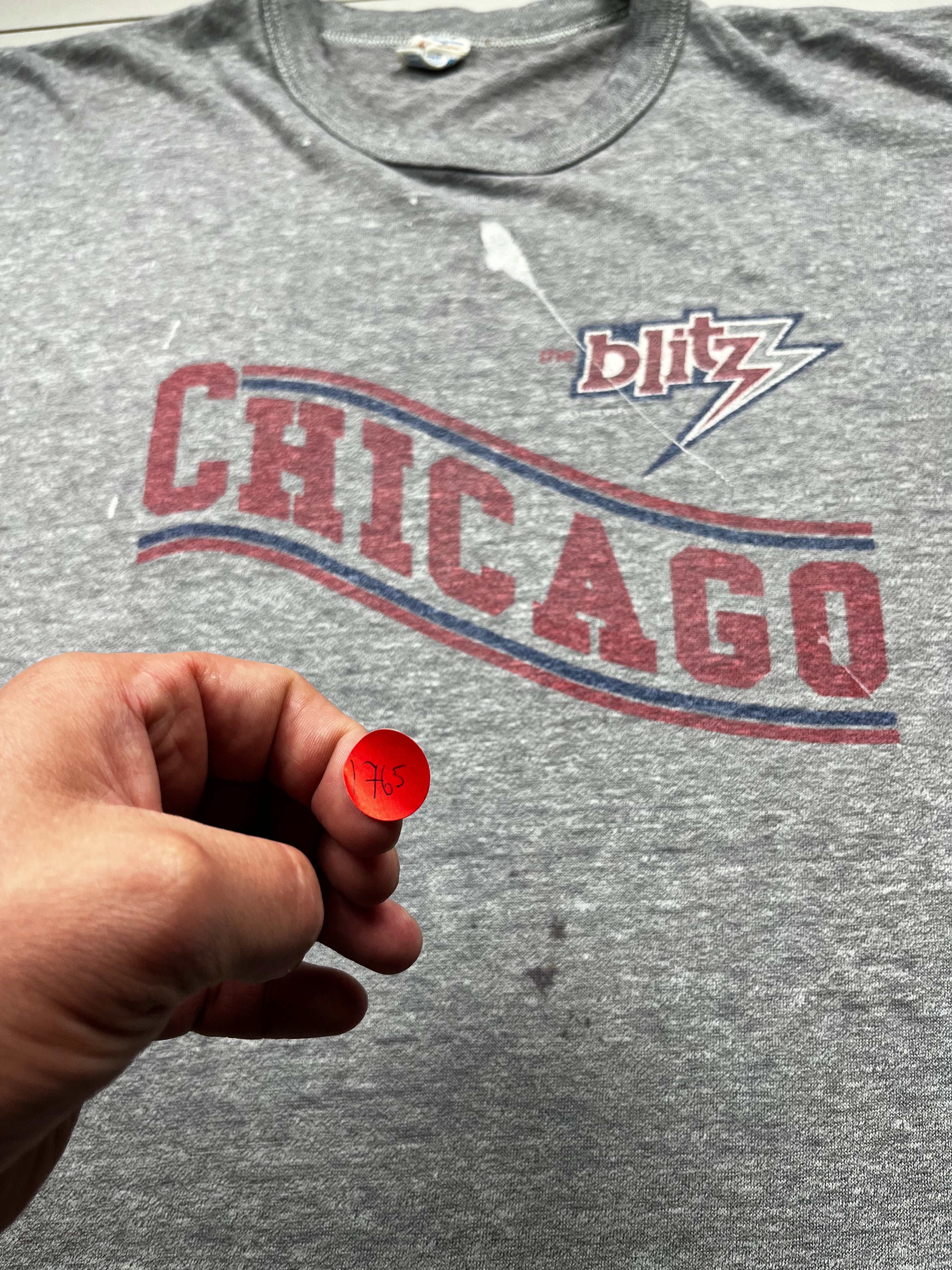 Vintage Chicago Blitz USFL Football Team Graphic T-Shirt Grey