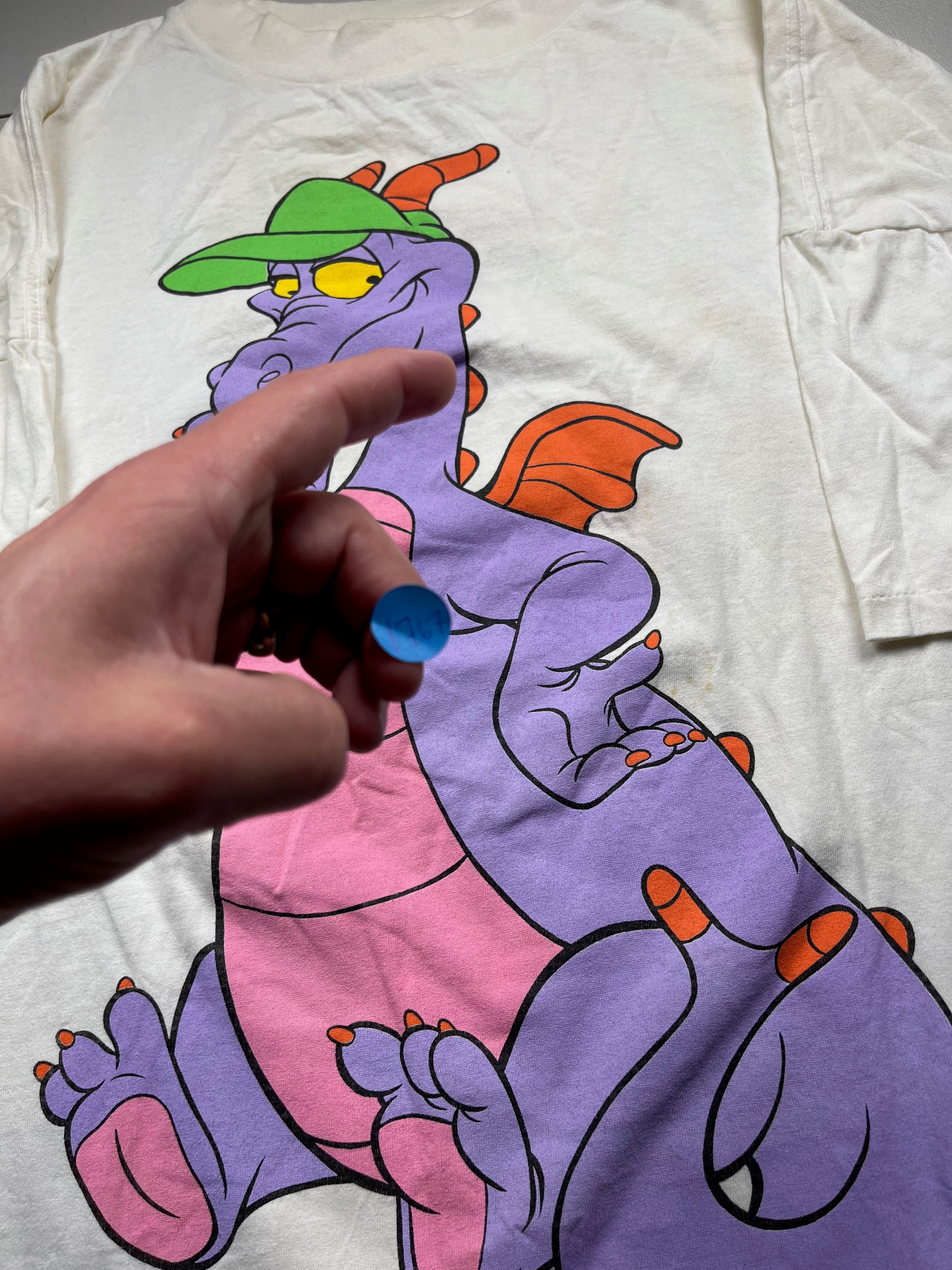 Vintage Disney Epcot Figment Dragon Character Graphic T-Shirt White