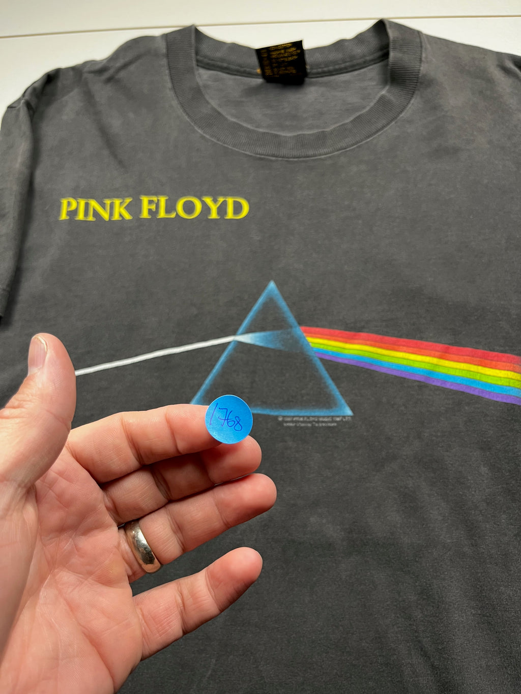 Vintage Pink Floyd The Dark Side of the Moon Prism Graphic T-Shirt Faded Black
