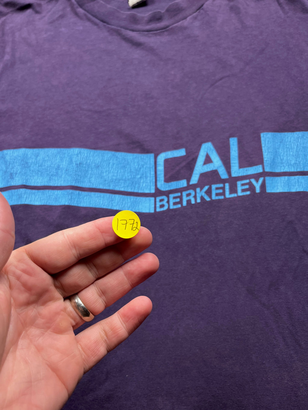 Vintage UC Berkeley Cal Graphic Stripe T-Shirt Purple