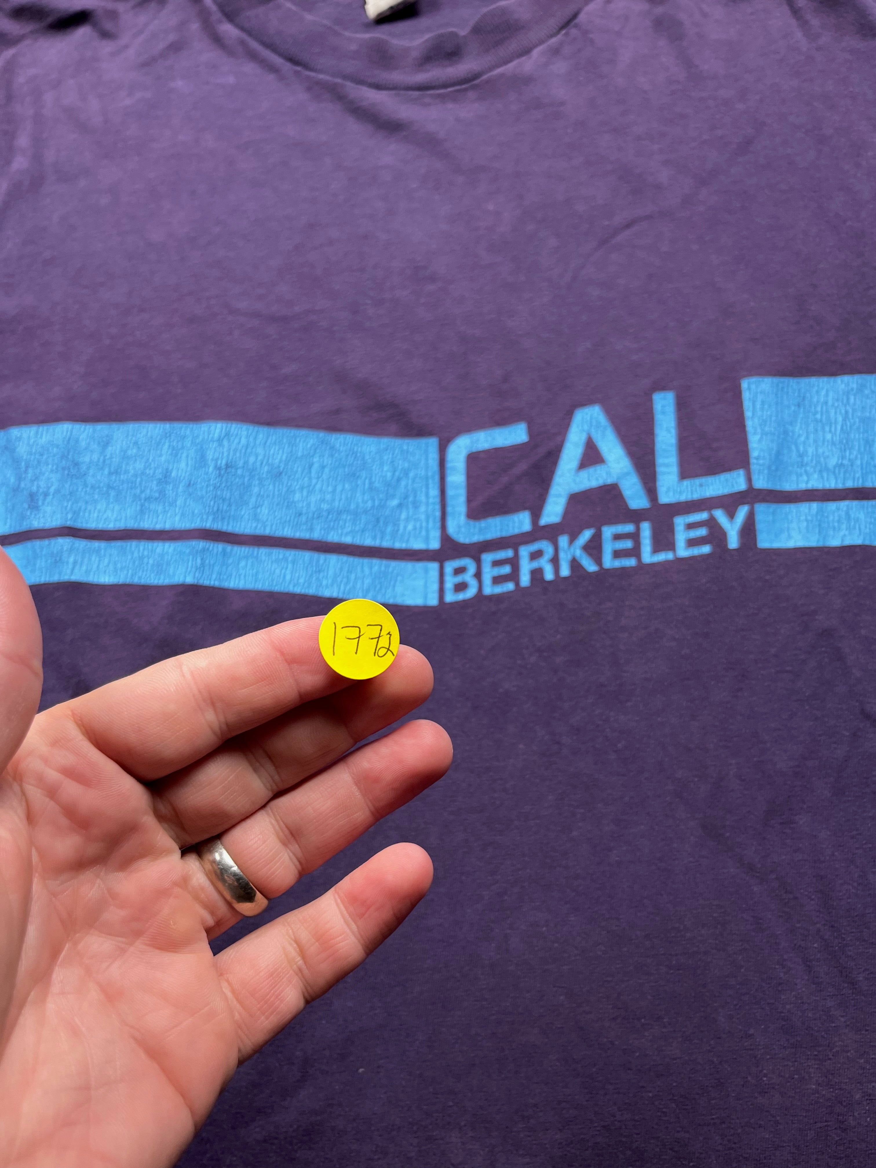 Vintage UC Berkeley Cal Graphic Stripe T-Shirt Purple