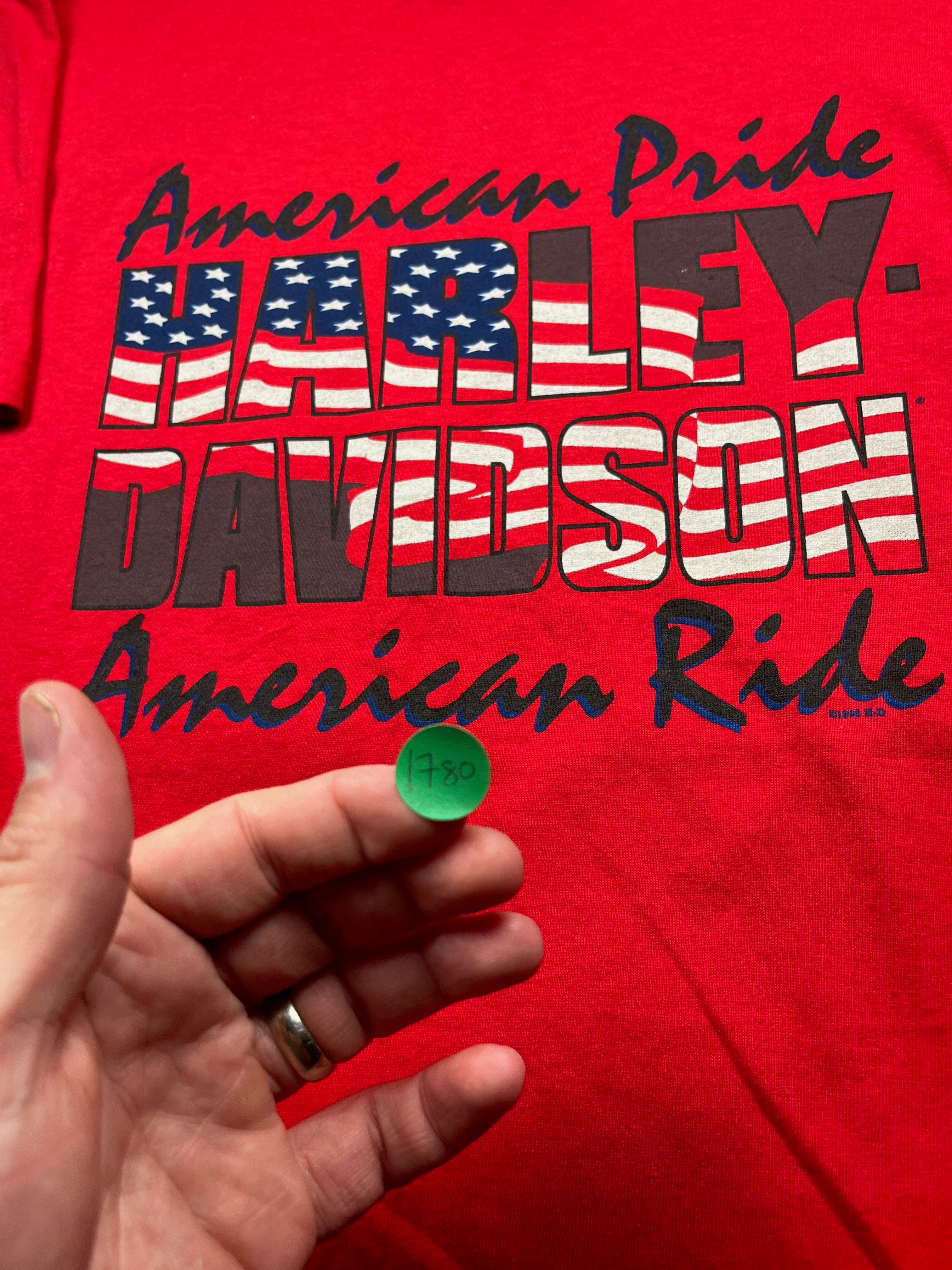 Vintage Harley-Davidson American Pride Graphic T-Shirt Red