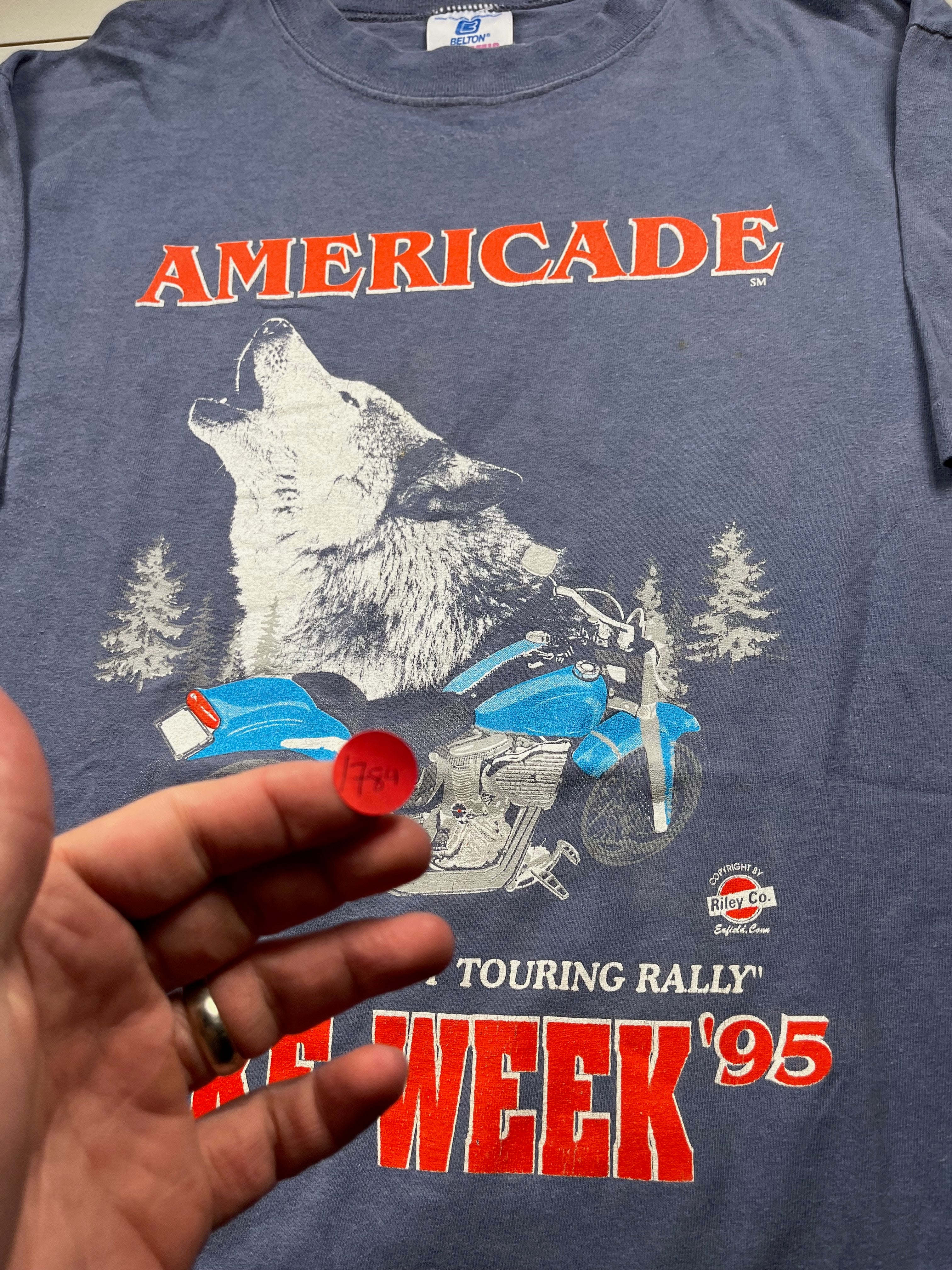 Vintage 1995 Americade Bike Week Motorcycle Graphic T-Shirt