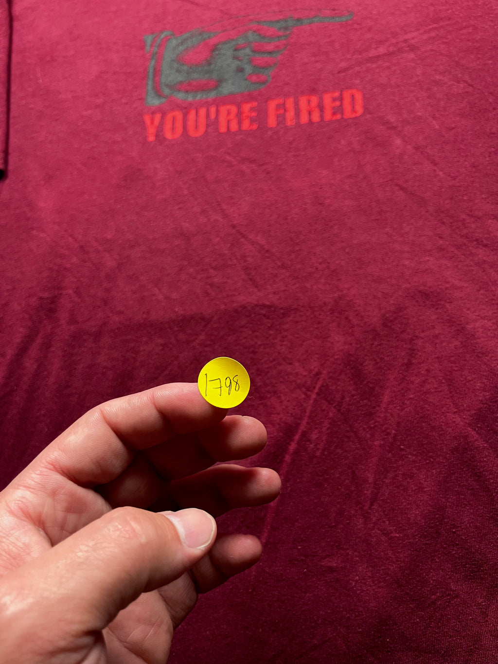 Vintage Russell Athletic You're Fired Graphic T-Shirt Maroon