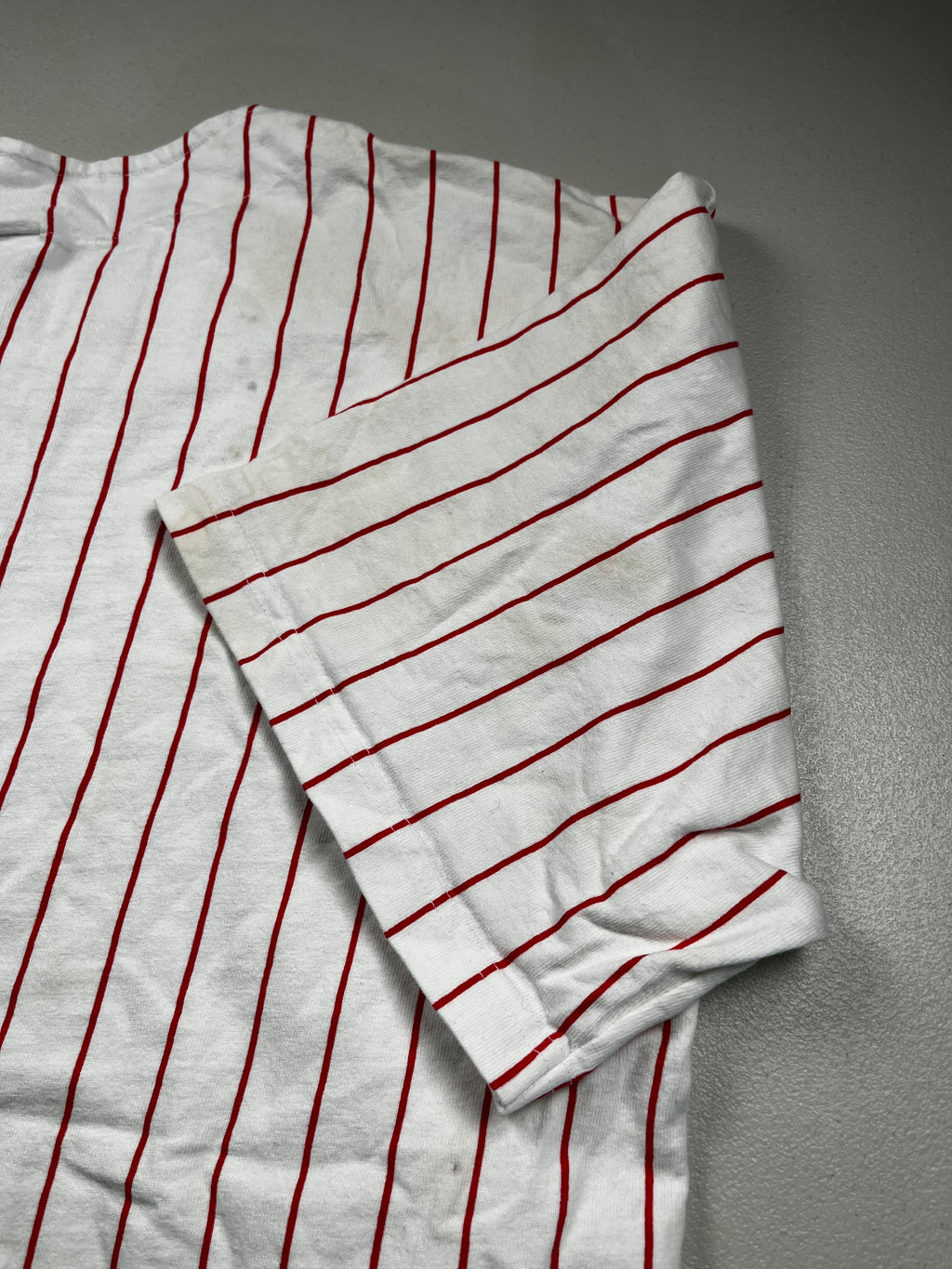 Vintage Disney White & Red Pinstripe Button-Up Jersey