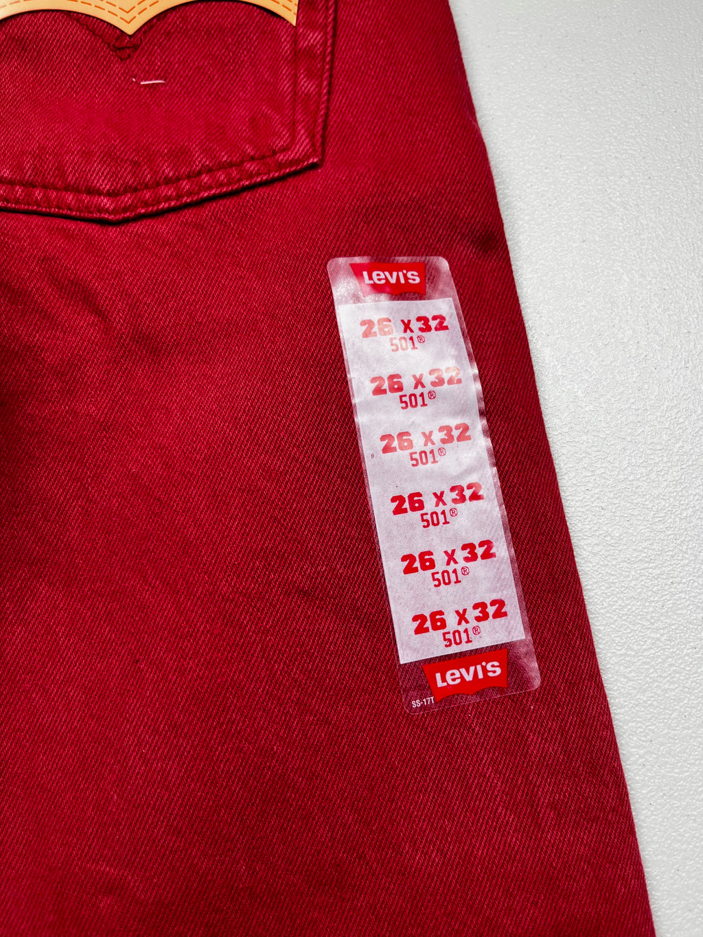 Deadstock Vintage Red Levi's 501 Jeans