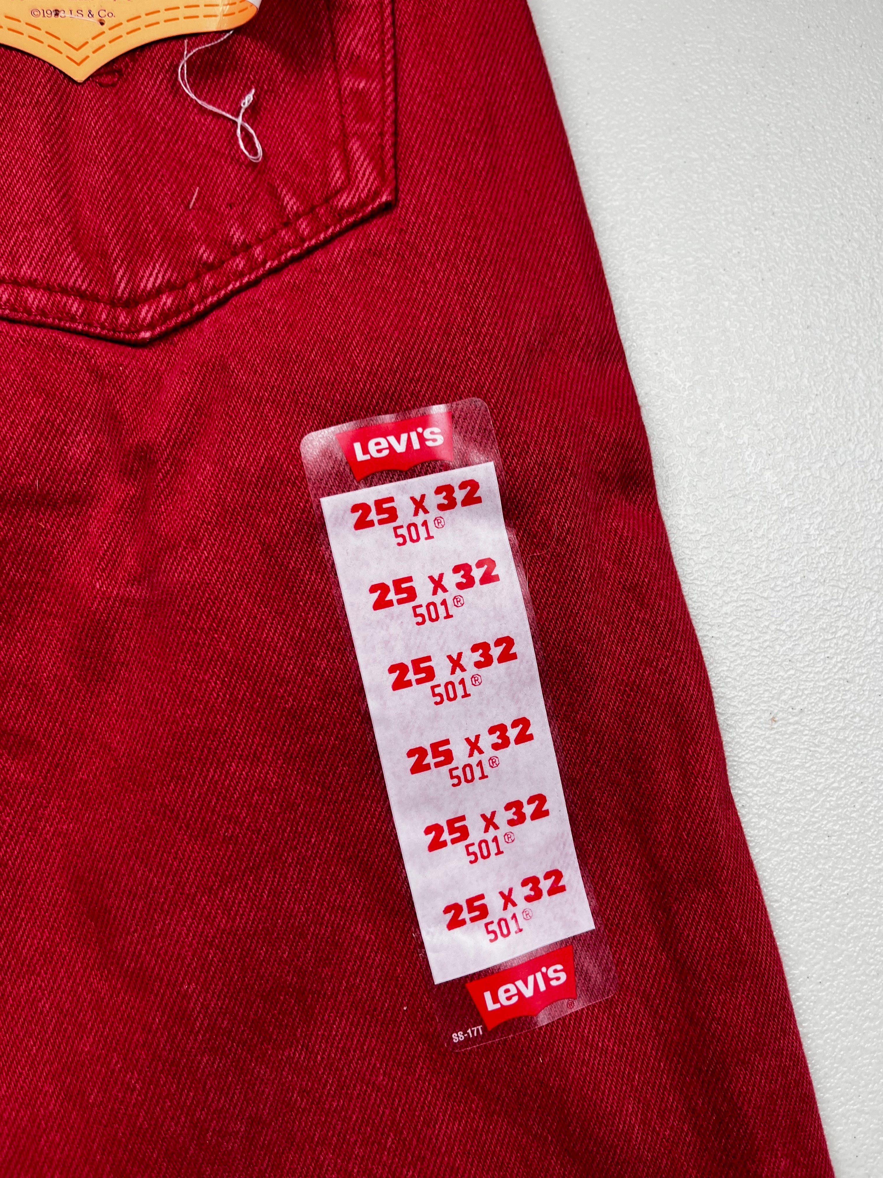 Deadstock Vintage Red Levi's 501 Jeans