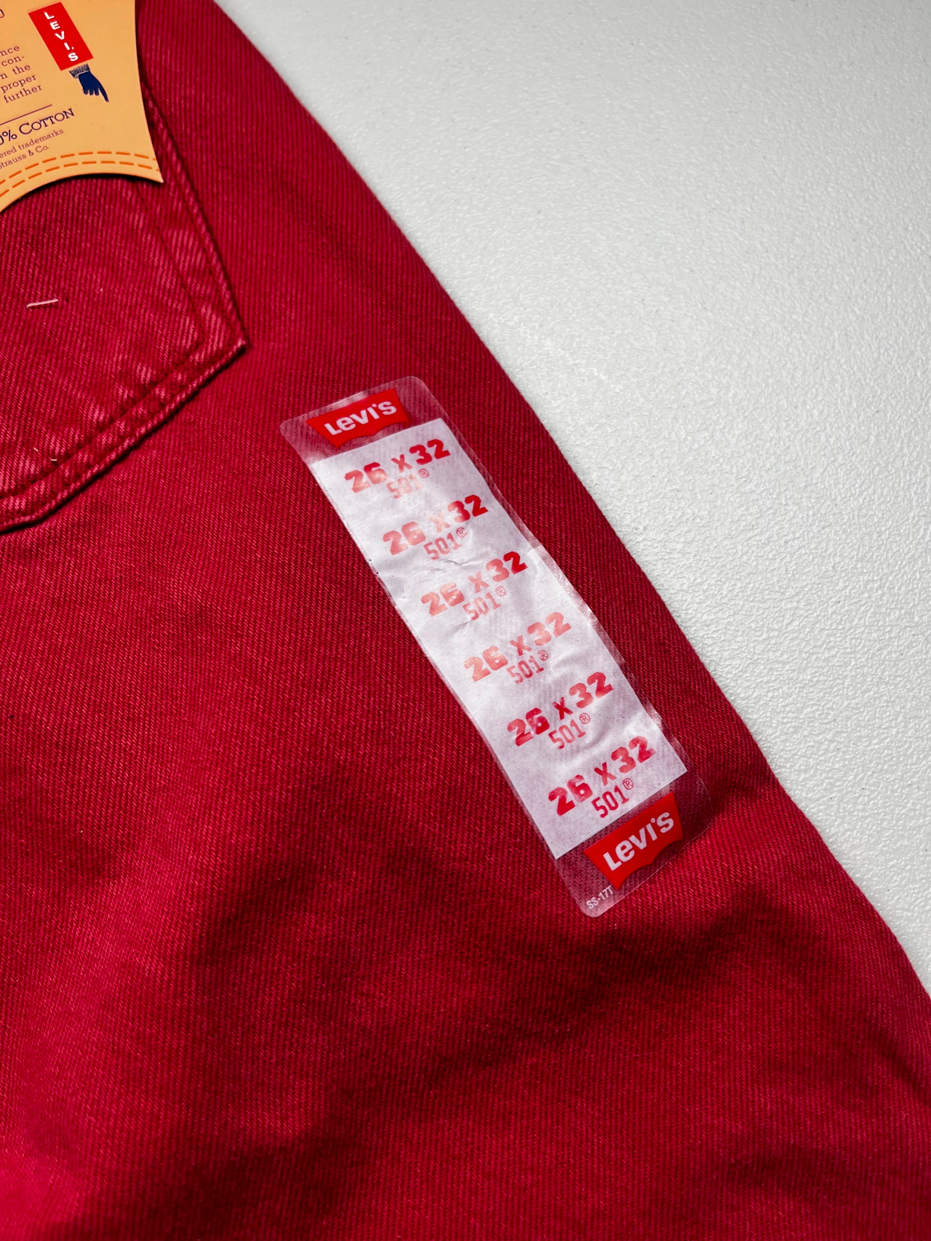 Deadstock Vintage Red Levi's 501 Jeans