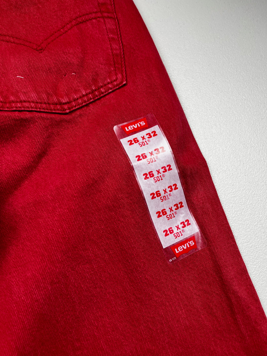 Deadstock Vintage Red Levi's 501 Jeans