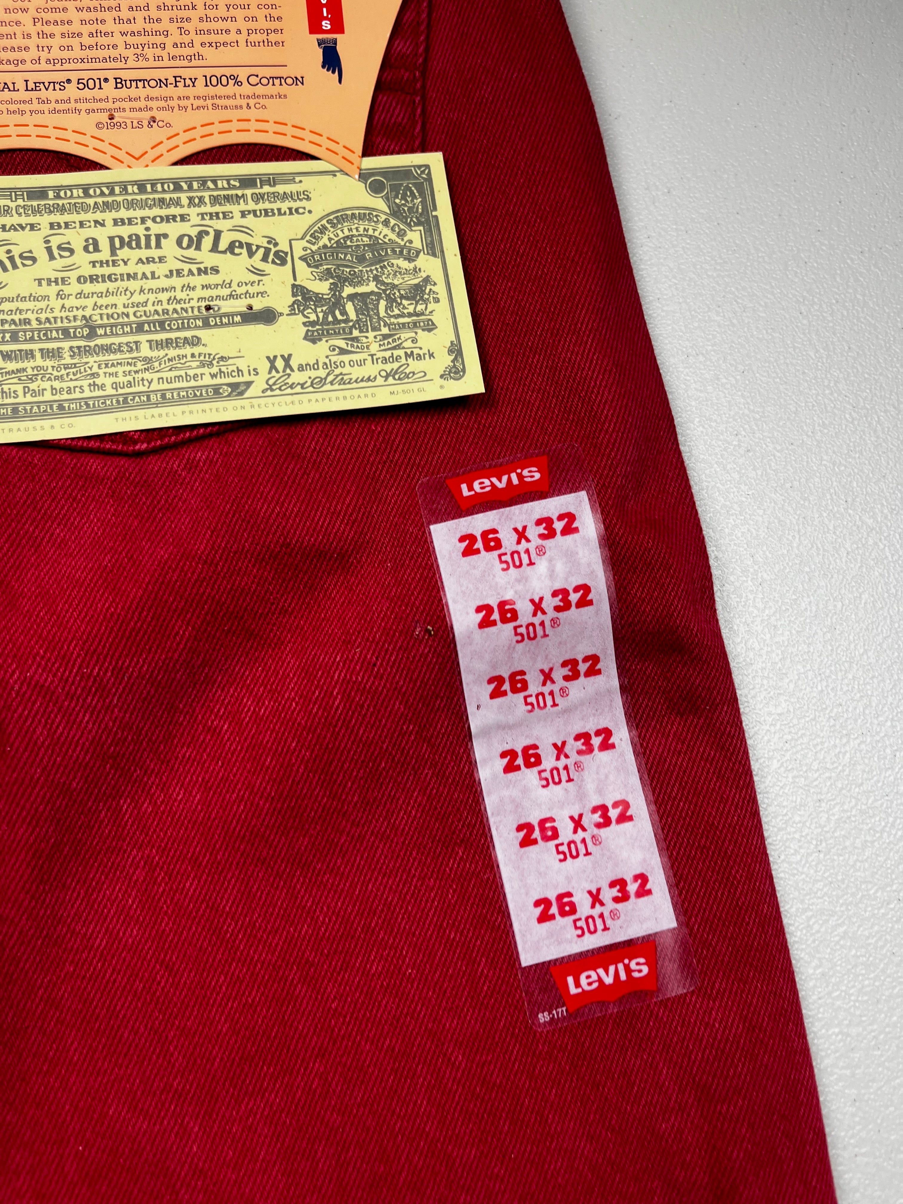 Deadstock Vintage Red Levi's 501 Jeans